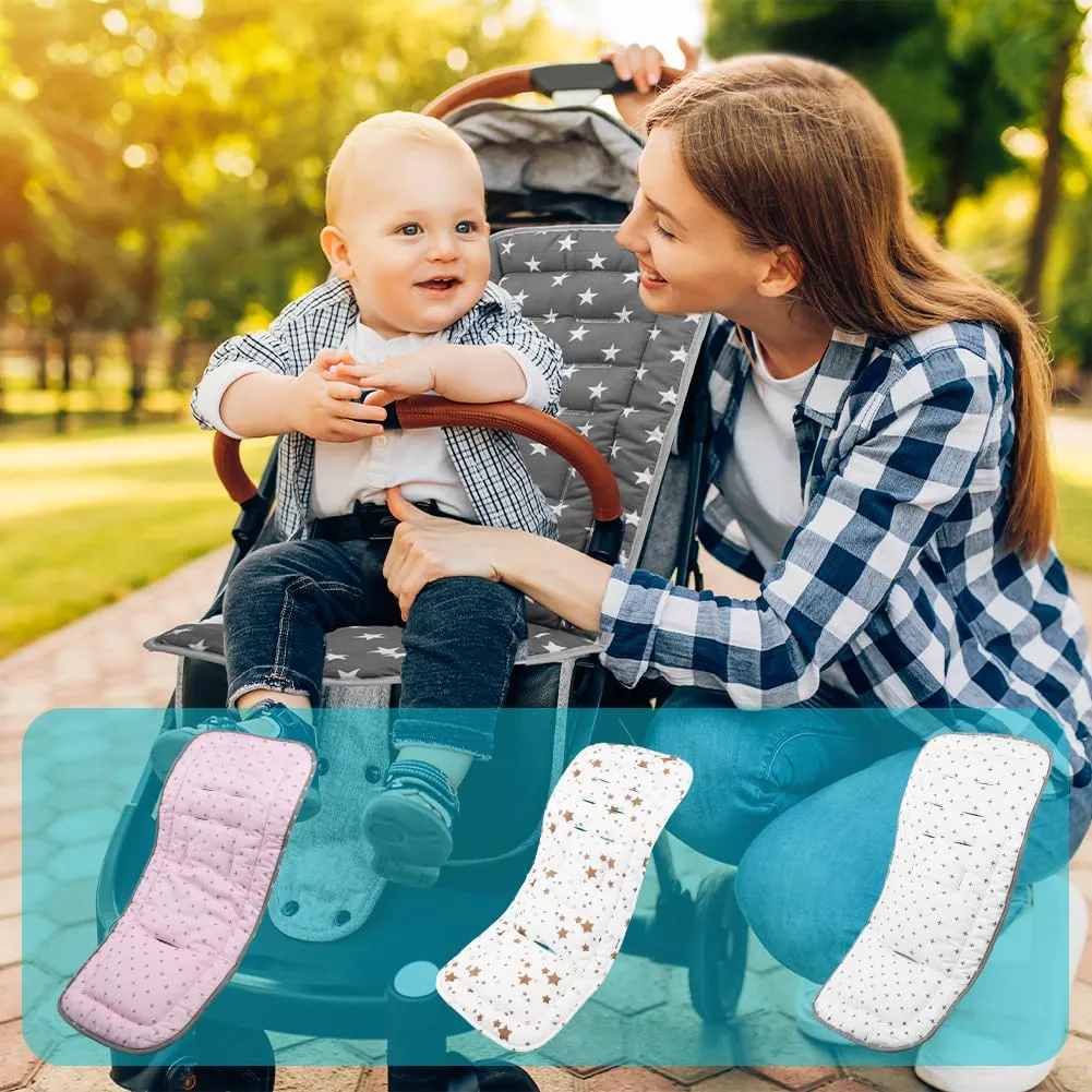 AOGOE Copriseduta Passeggino Universale in Cotone, Cuscino Riduttore Reversibile e Traspirante con Bavaglie per Neonati - immagine 9