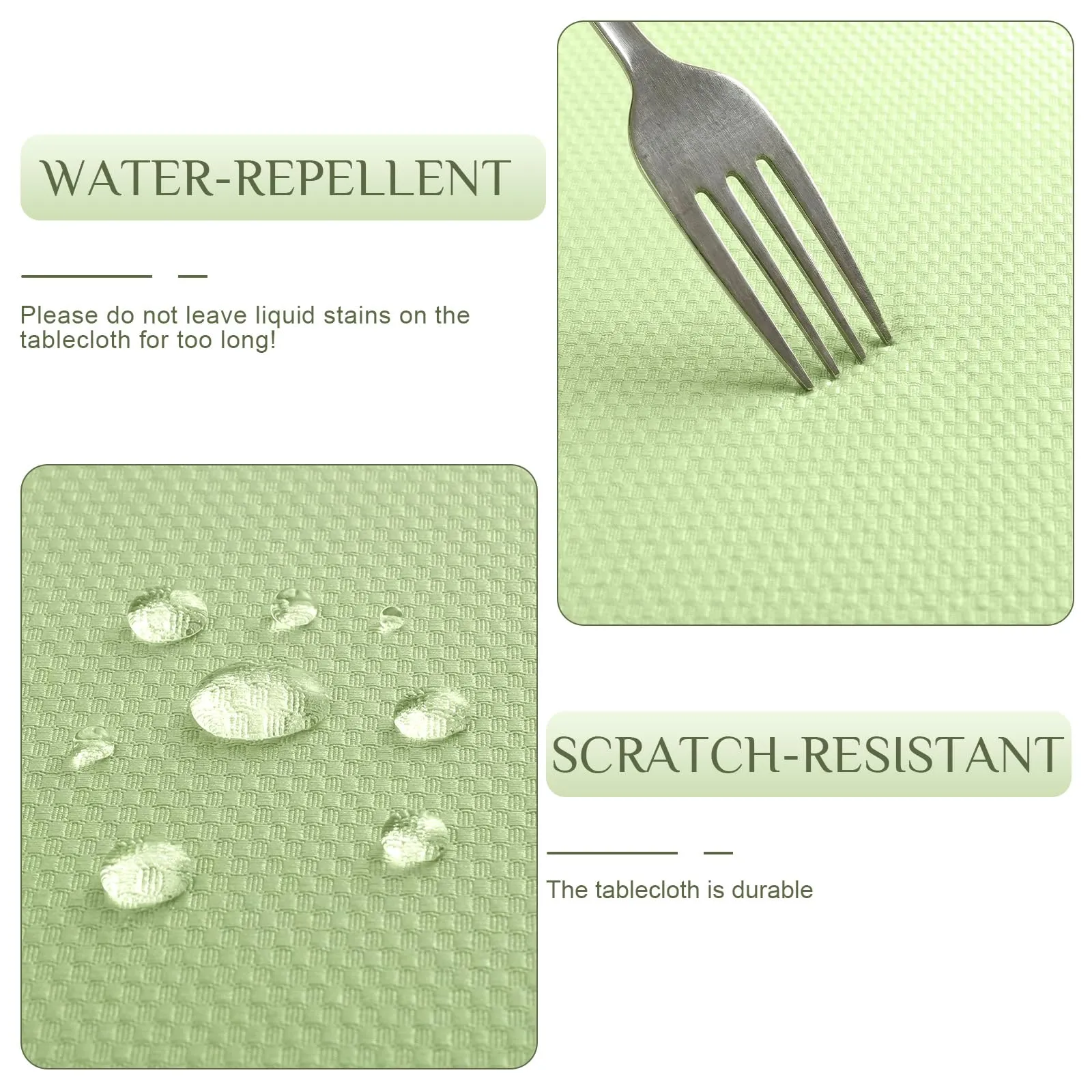 Softalker Tovaglia Rotonda 100 cm Verde Chiaro, Motivo a Righe Jacquard, Antimacchia e Idrorepellente - immagine 4