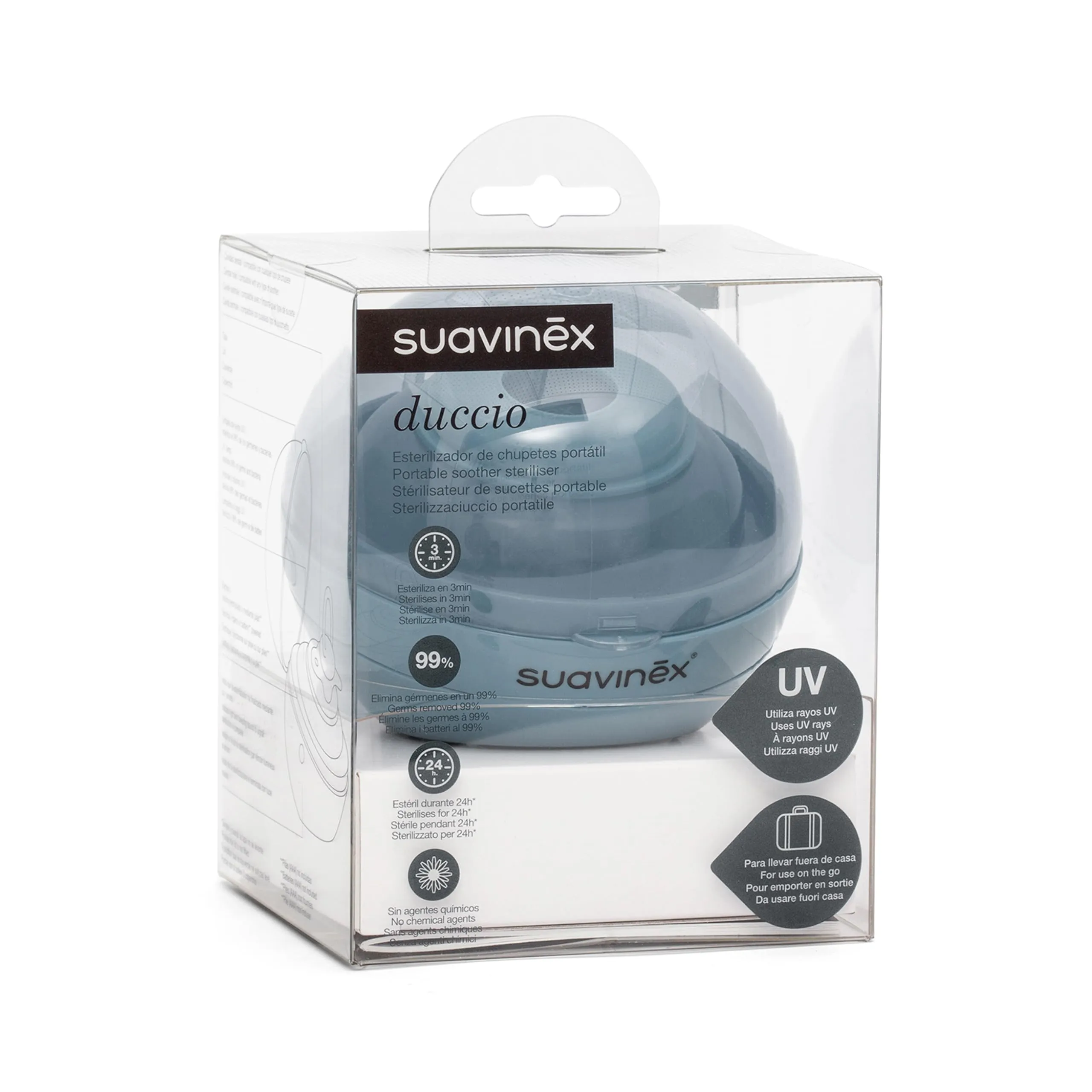 Suavinex Sterilizzatore Portatile per Ciucci UV Duccio, Blu - immagine 2