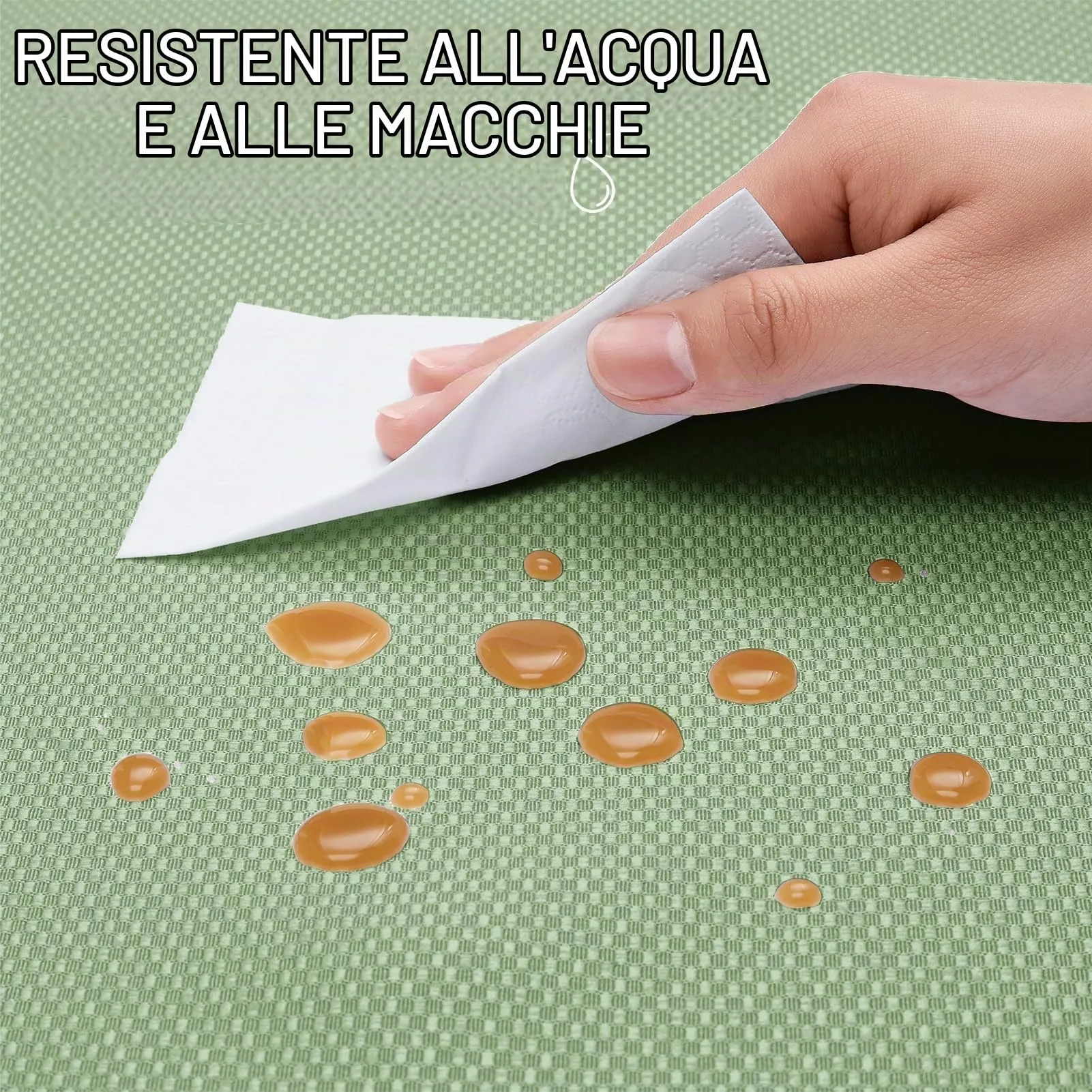 Softalker Tovaglia Da Esterno in Poliestere Jacquard, Verde Chiaro, 140x180 cm, Idrorepellente e Antimacchia - immagine 2