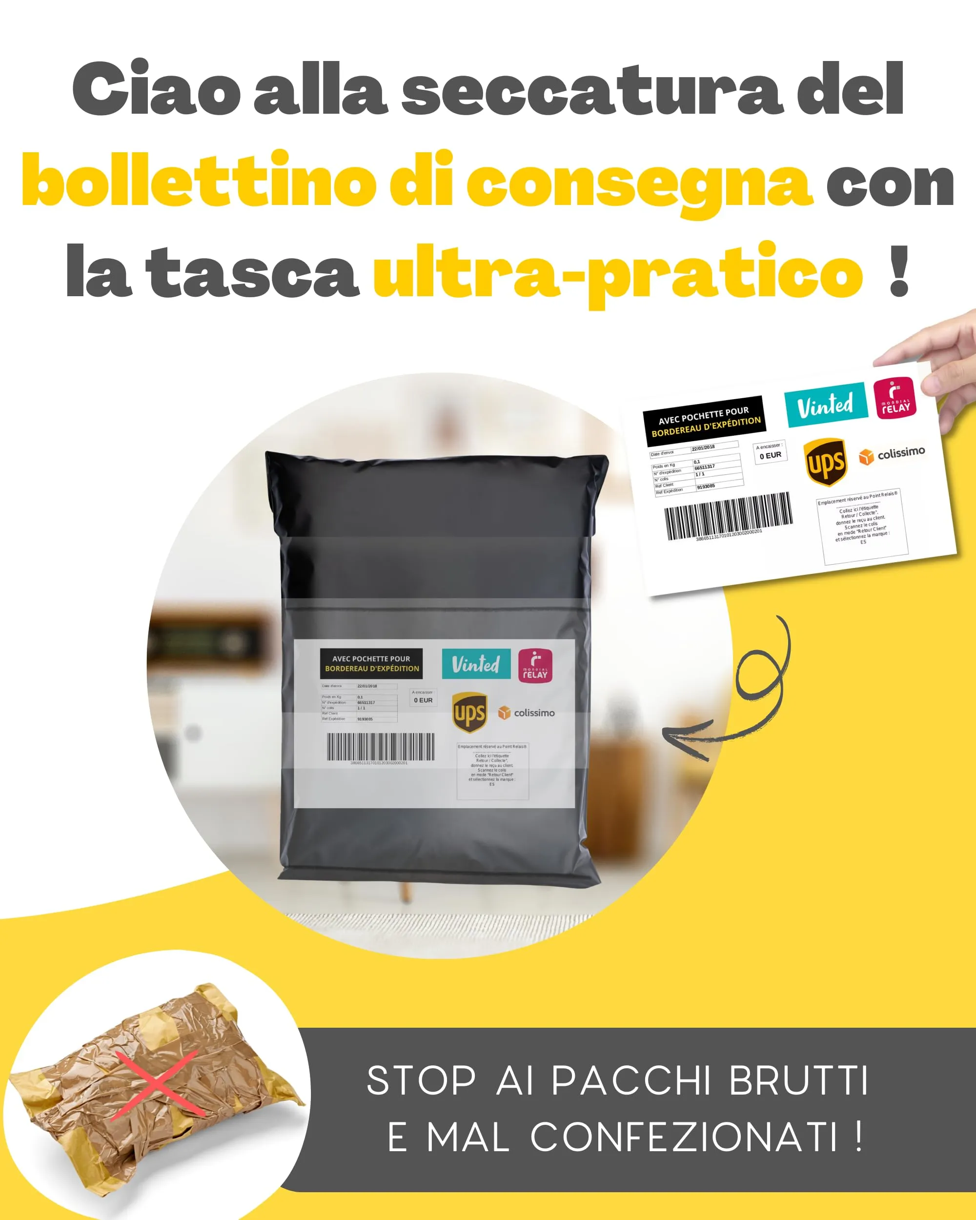 EmballaX Buste per Spedizioni Vinted con Tasca per Bollettino, Taglie S/M/L, 30 Pezzi - immagine 2