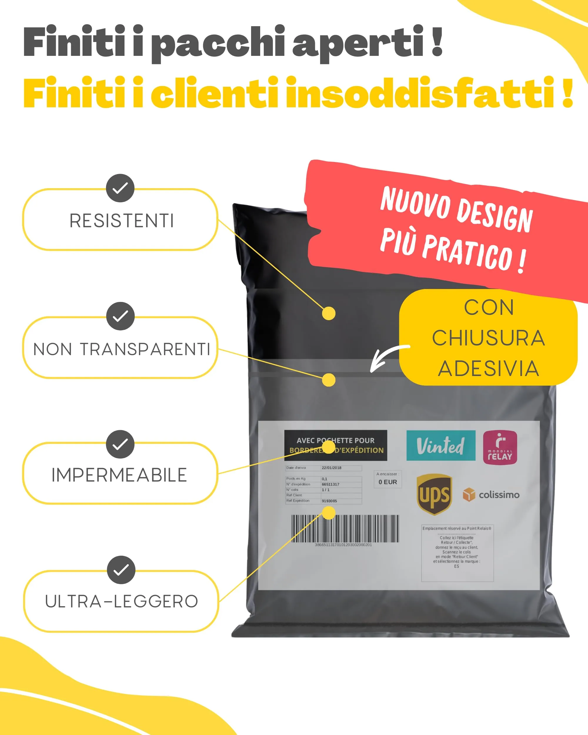 EmballaX Buste per Spedizioni Vinted con Tasca per Bollettino, Taglie S/M/L, 30 Pezzi - immagine 3