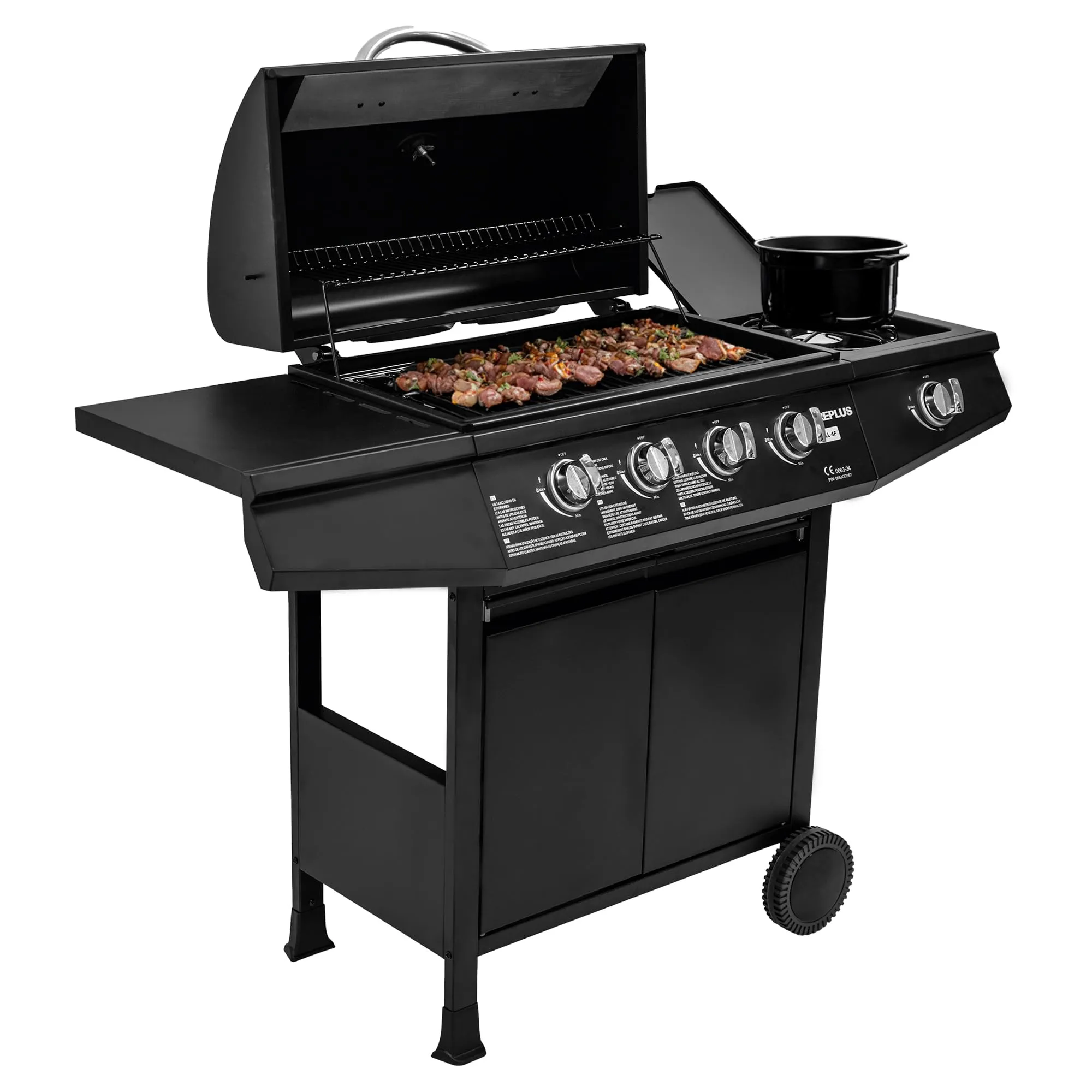 Amig Barbecue a Gas Fireplus 4+1 GRILL-4F, 9,3 kW, Acciaio Inossidabile Nero, 126x52x103 cm - immagine 1