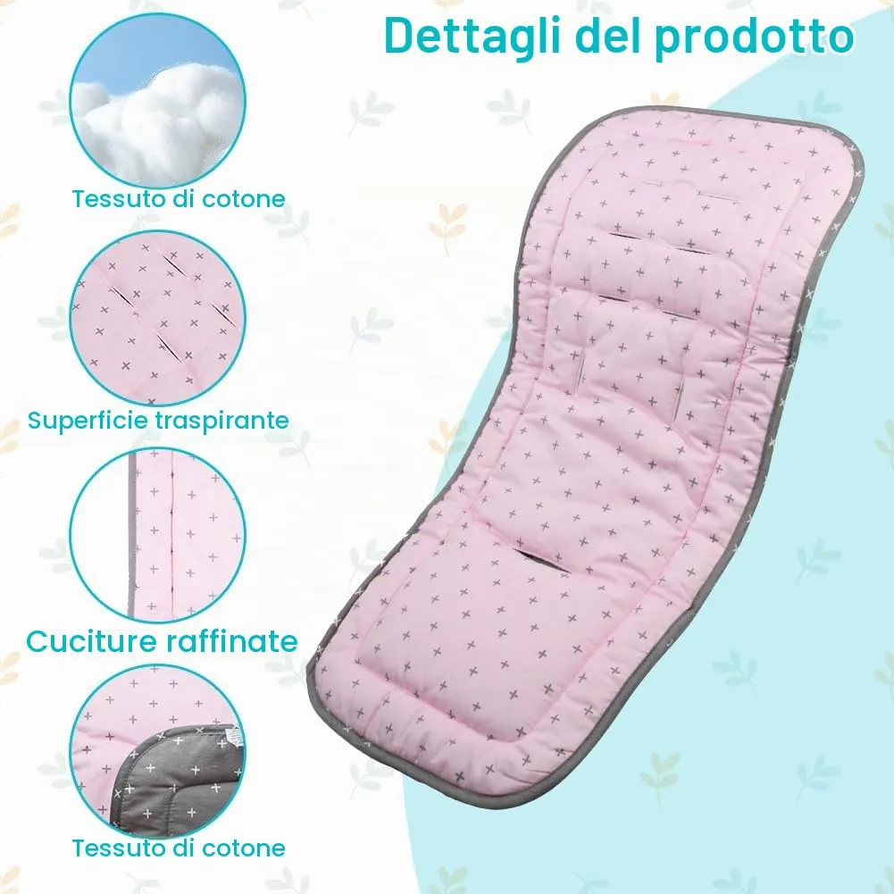 AOGOE Copriseduta Passeggino Universale in Cotone, Cuscino Riduttore Reversibile e Traspirante con Bavaglie per Neonati - immagine 3