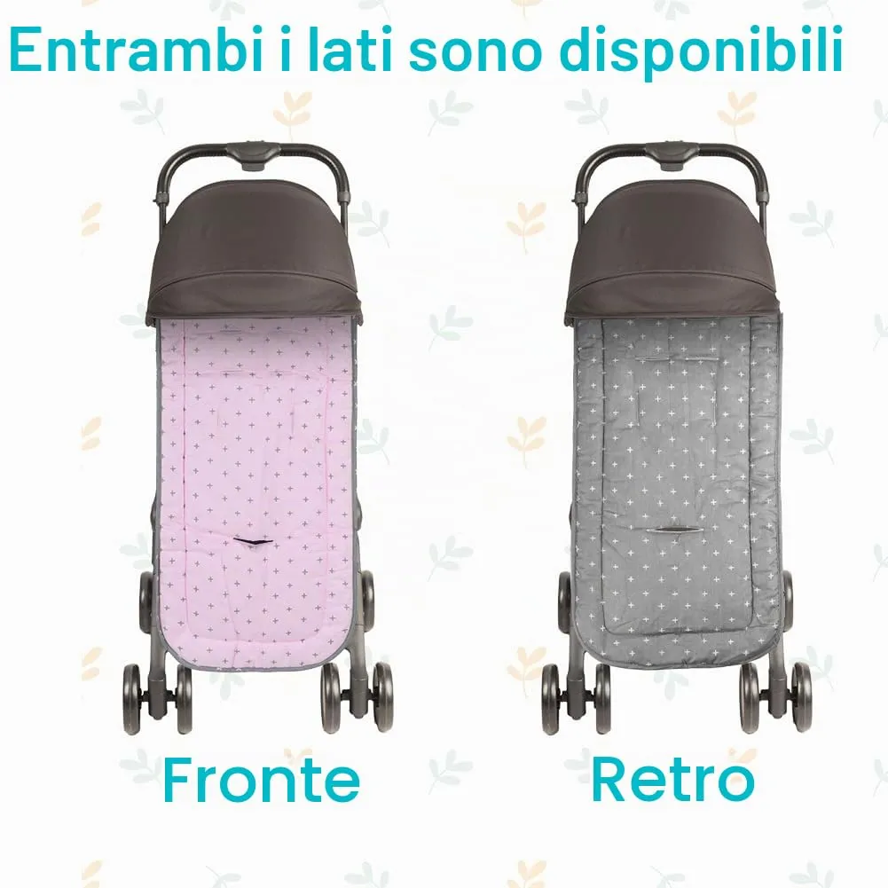 AOGOE Copriseduta Passeggino Universale in Cotone, Cuscino Riduttore Reversibile e Traspirante con Bavaglie per Neonati - immagine 6
