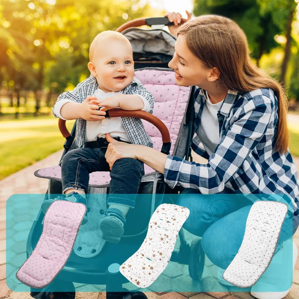 AOGOE Copriseduta Passeggino Universale in Cotone, Cuscino Riduttore Reversibile e Traspirante con Bavaglie per Neonati - immagine 9