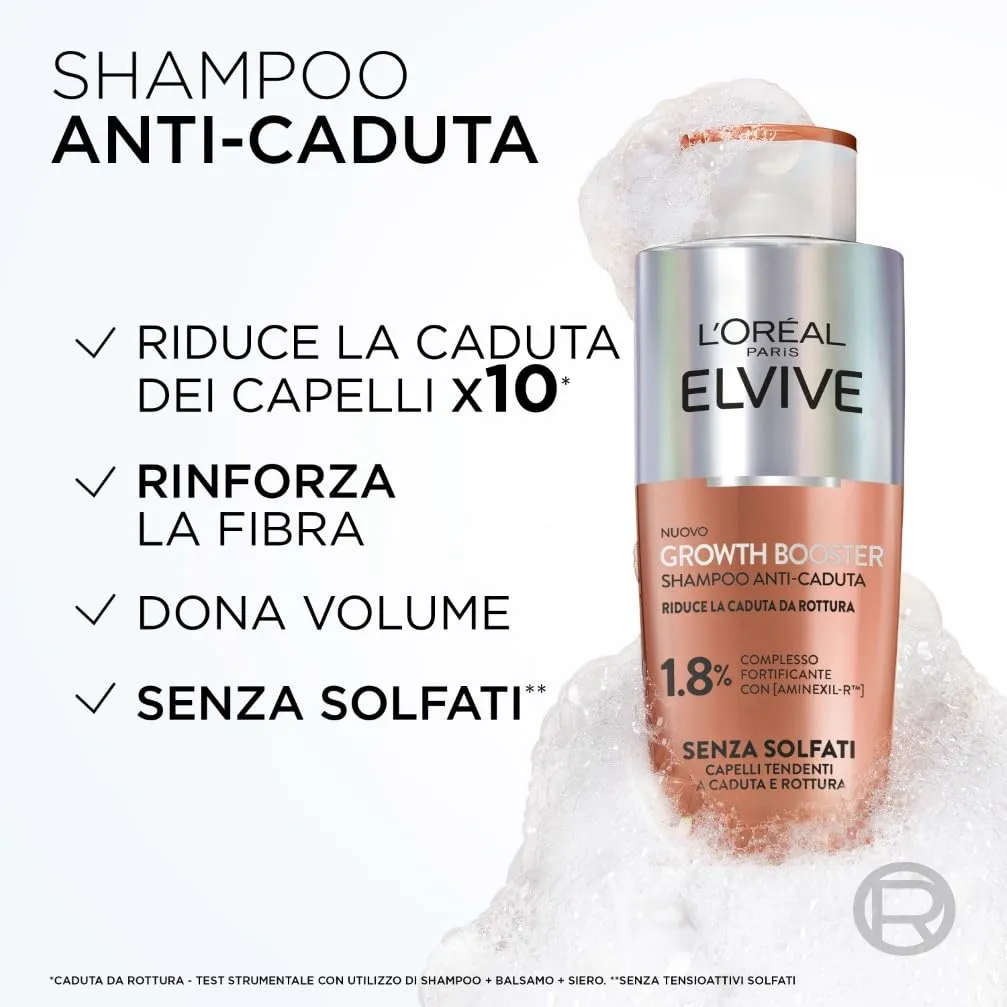 L'Oréal Paris Elvive Growth Booster Anti-Caduta Fortificante Shampoo, 200 ml - immagine 3