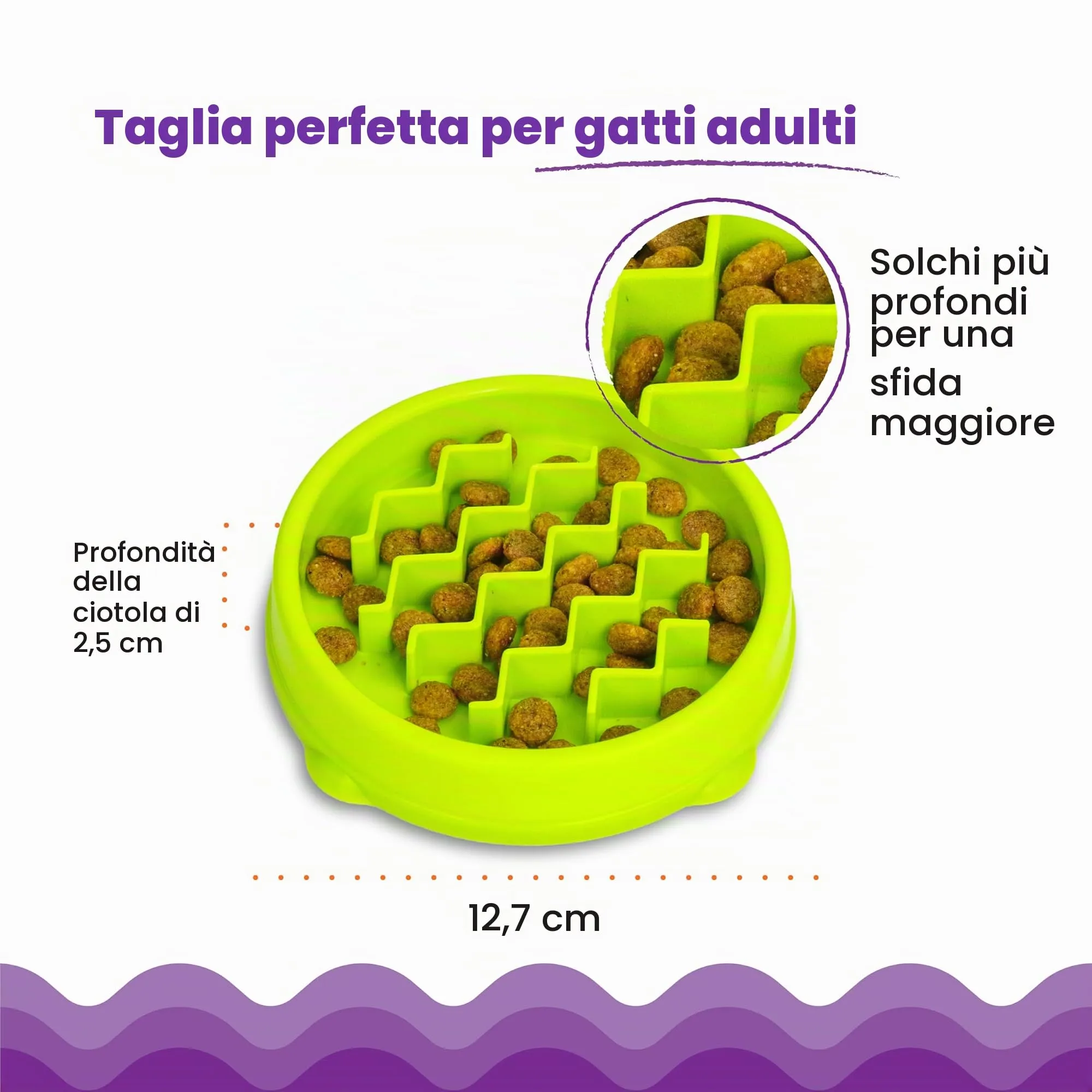 Petstages Kitty Slow Feeder Ciotola anti ingozzamento per gatti - Verde - immagine 6