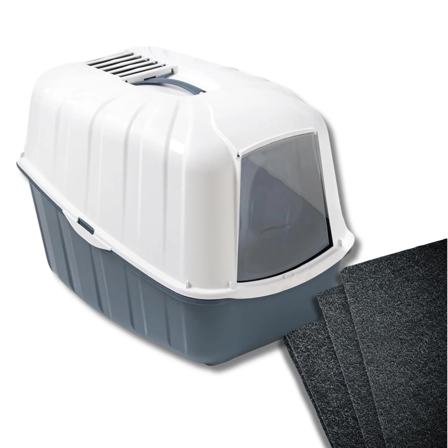 Pet's Market Toilette Lettiera Chiusa Komoda con Filtri di Ricambio, Porta Basculante, Paletta e Filtro al Carbone, 54x39x40H - immagine 1