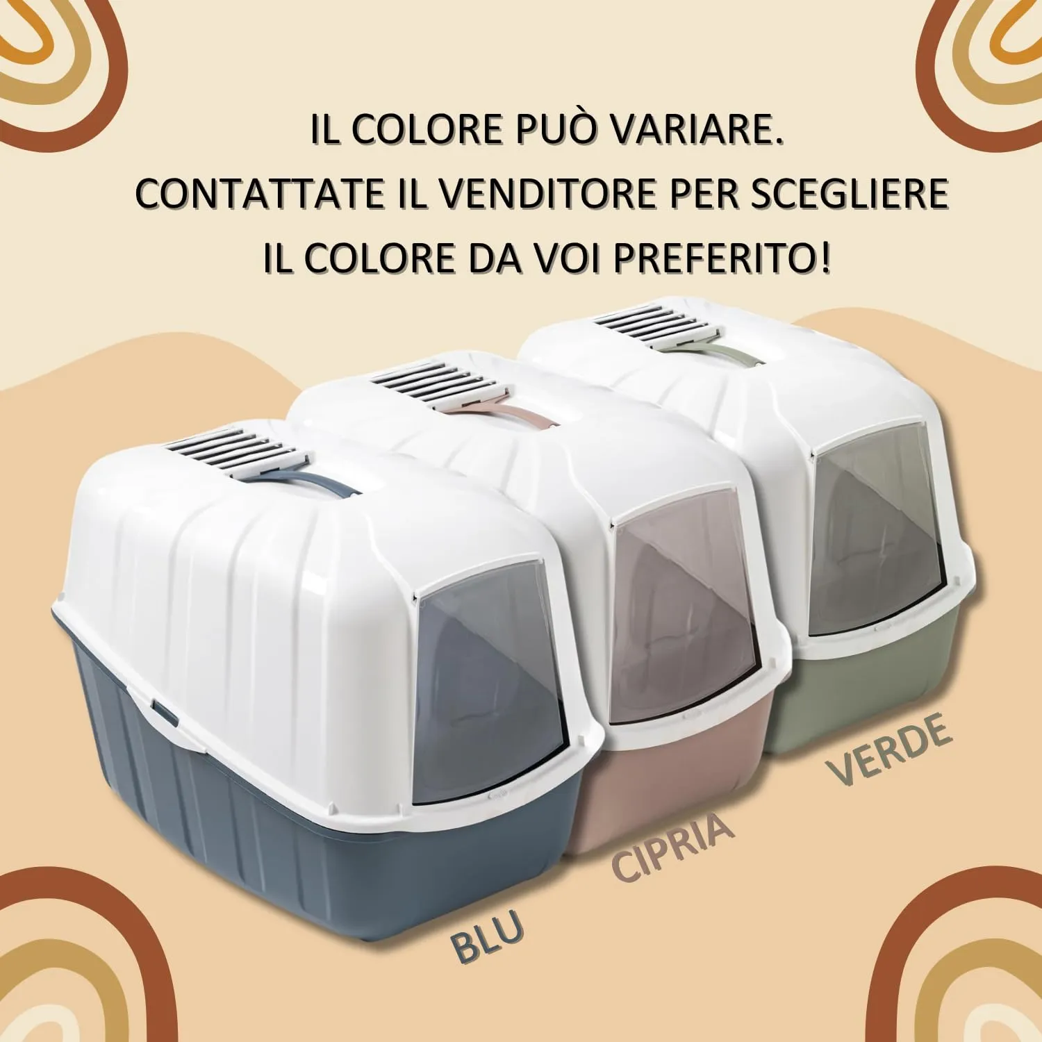 Pet's Market Toilette Lettiera Chiusa Komoda con Filtri di Ricambio, Porta Basculante, Paletta e Filtro al Carbone, 54x39x40H - immagine 3