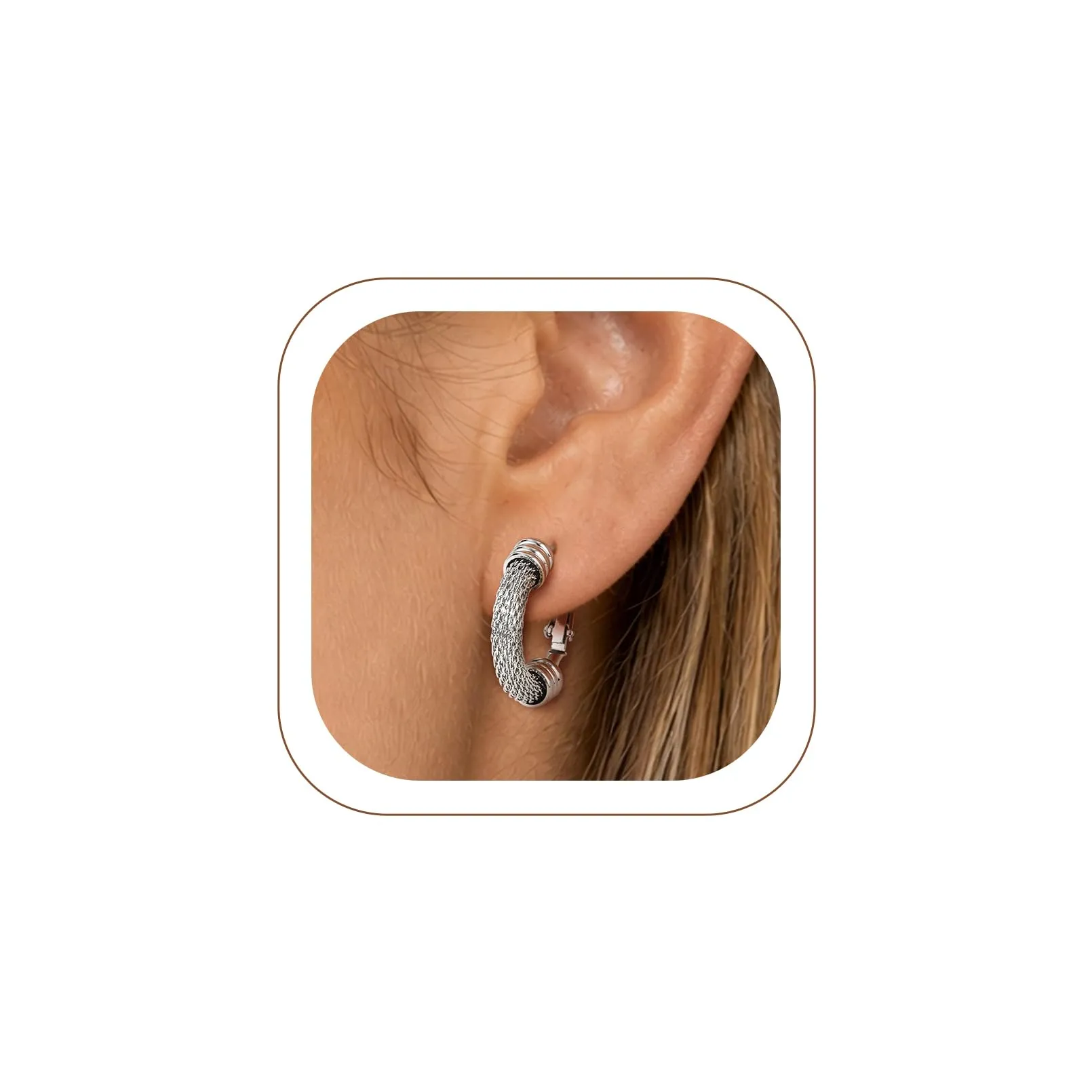 PROSTEEL Orecchini a Cerchio in Acciaio Inossidabile 316L, Argento, 20mm - immagine 1