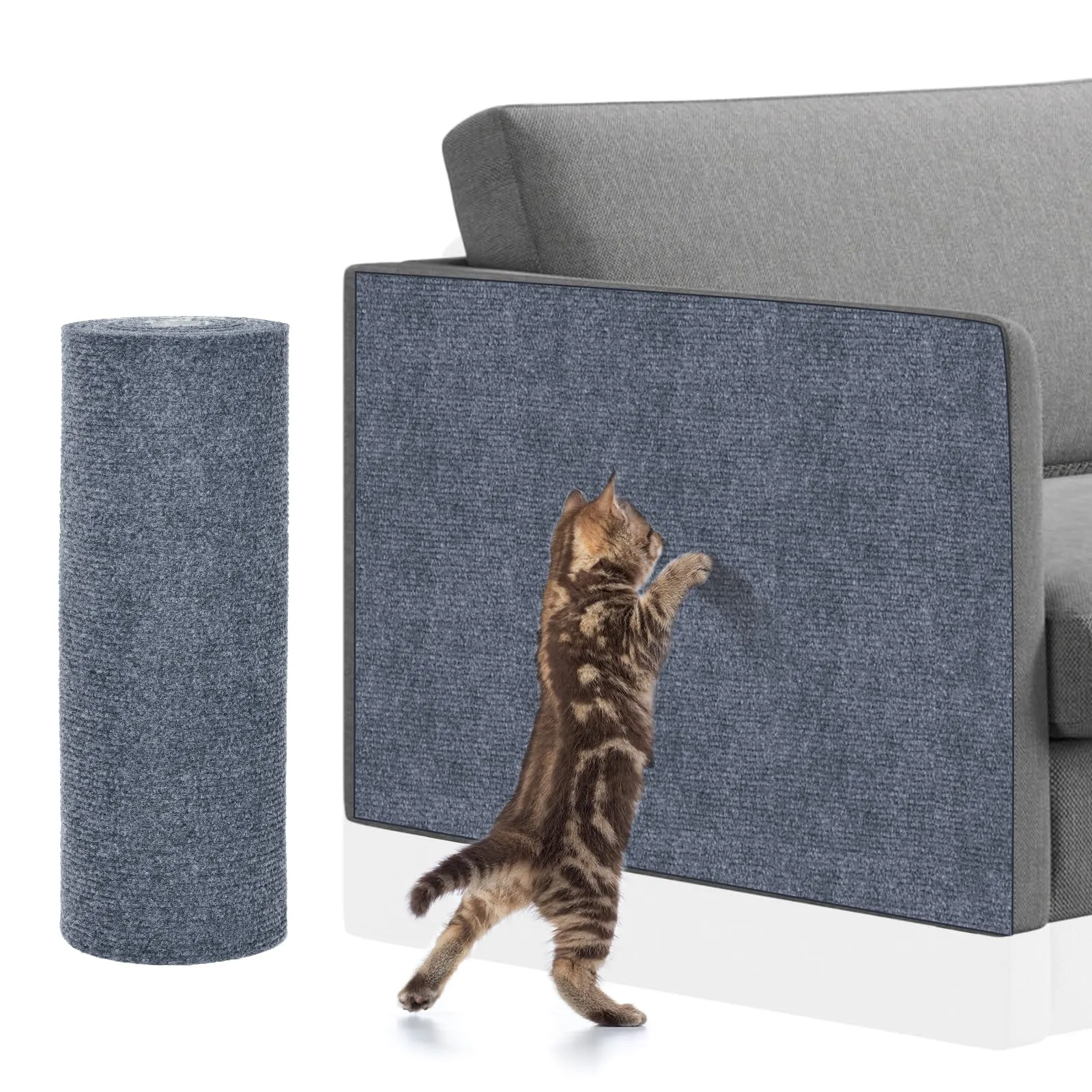 Adiwo Tappeto Tiragraffi Autoadesivo per Gatti, 30 x 100 cm, Grigio chiaro - immagine 1