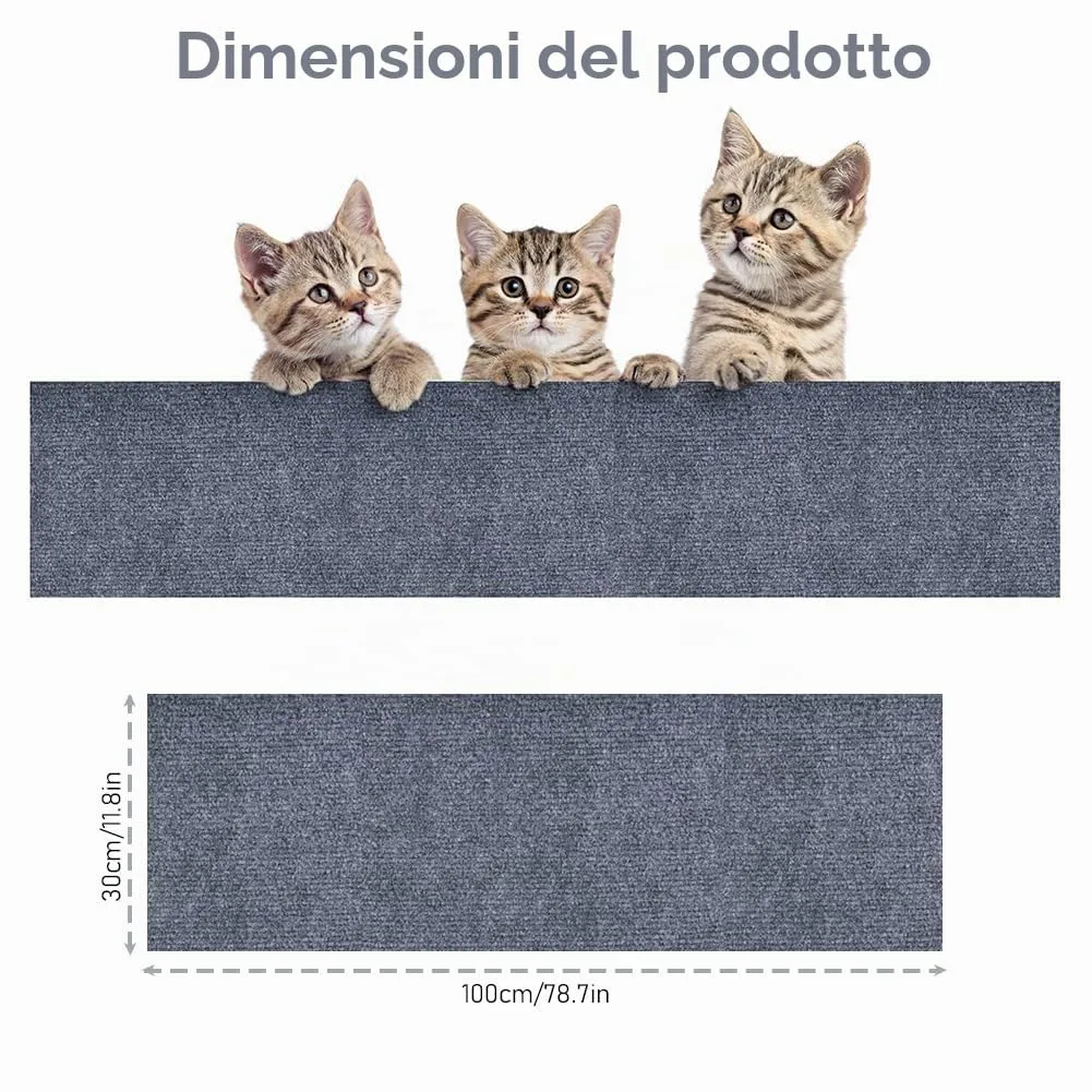 Adiwo Tappeto Tiragraffi Autoadesivo per Gatti, 30 x 100 cm, Grigio chiaro - immagine 2