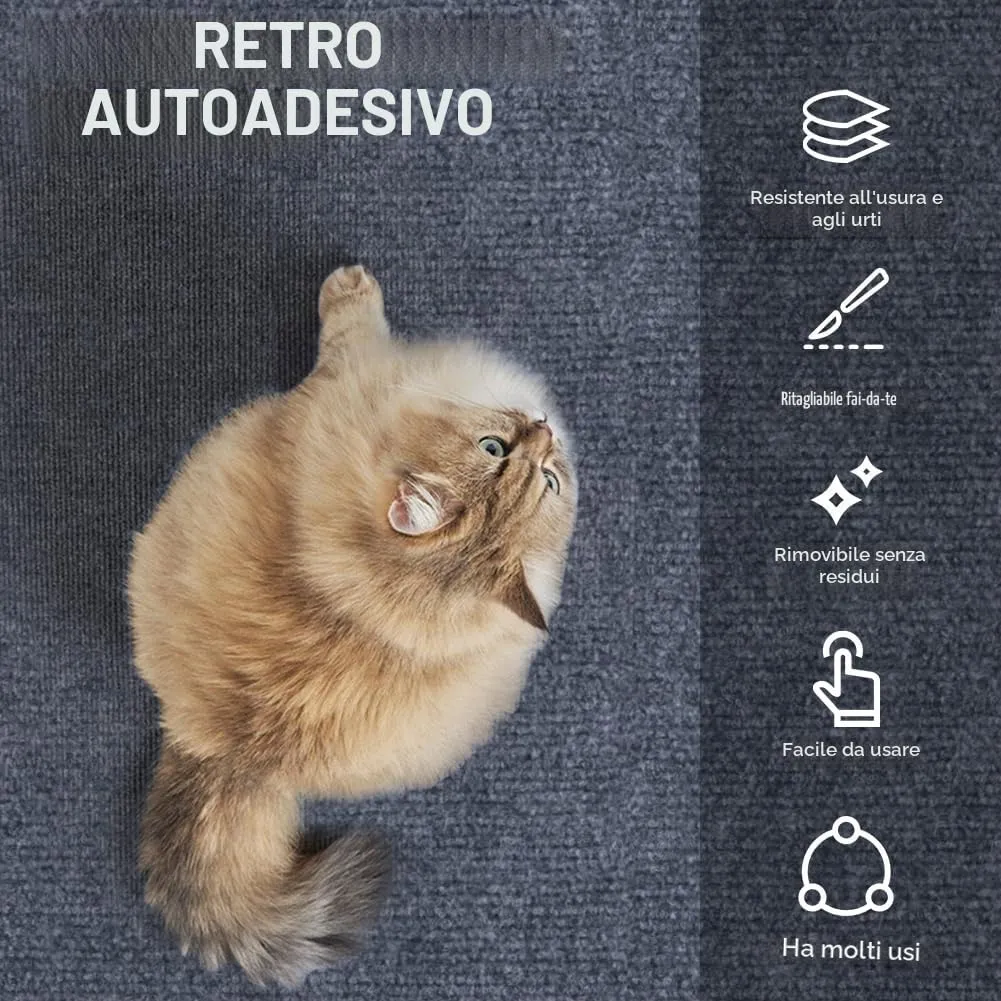 Adiwo Tappeto Tiragraffi Autoadesivo per Gatti, 30 x 100 cm, Grigio chiaro - immagine 3