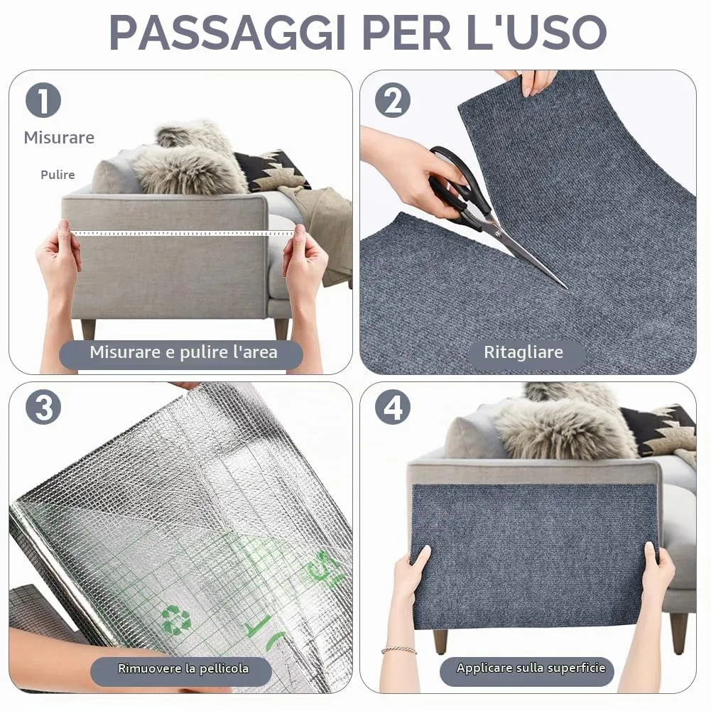 Adiwo Tappeto Tiragraffi Autoadesivo per Gatti, 30 x 100 cm, Grigio chiaro - immagine 4