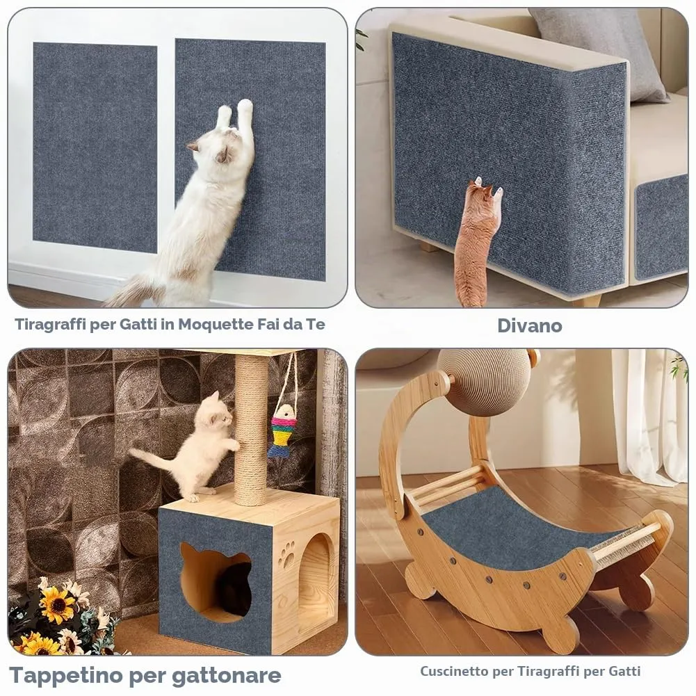 Adiwo Tappeto Tiragraffi Autoadesivo per Gatti, 30 x 100 cm, Grigio chiaro - immagine 7