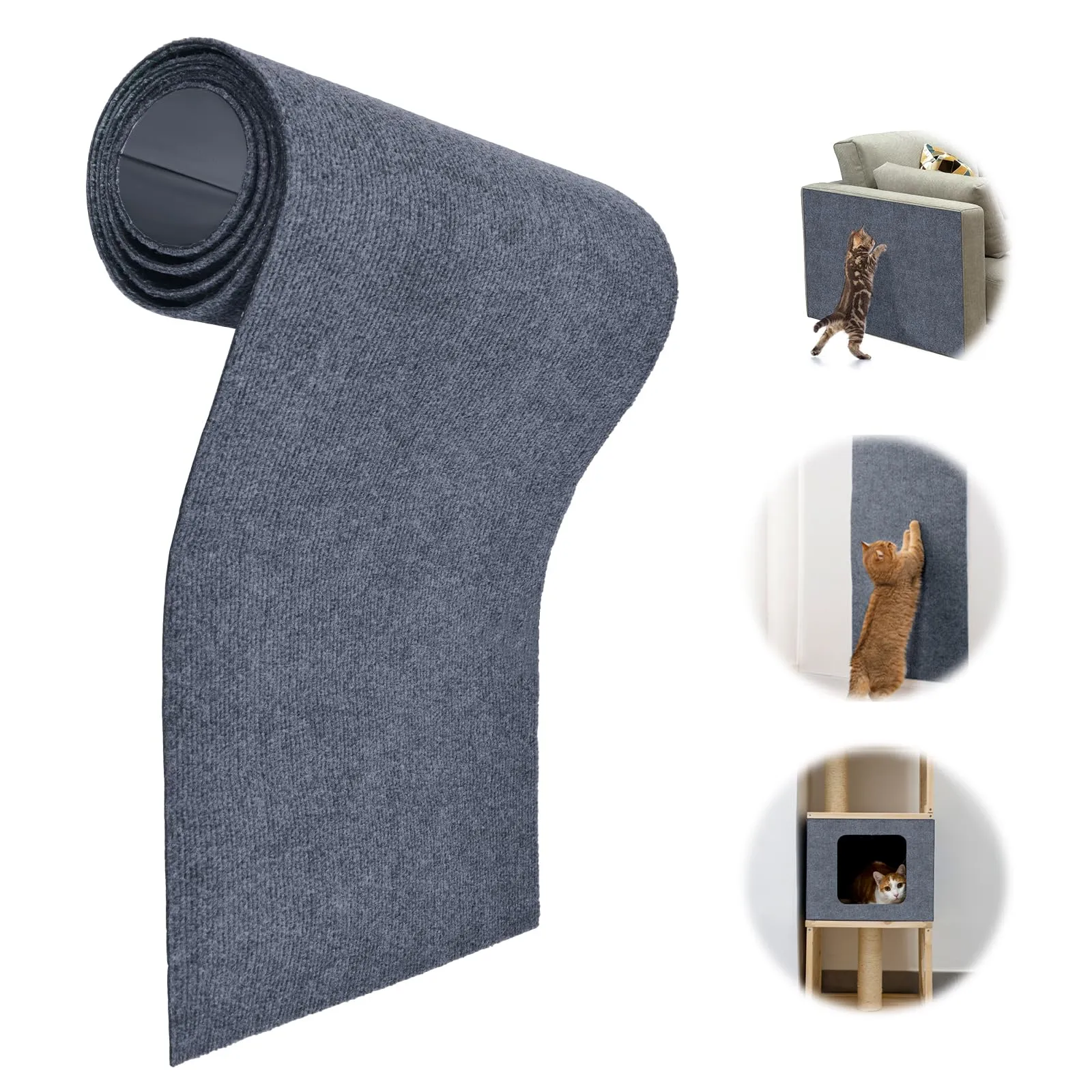 Adiwo Tappeto Tiragraffi Autoadesivo per Gatti, 30 x 100 cm, Grigio chiaro - immagine 8
