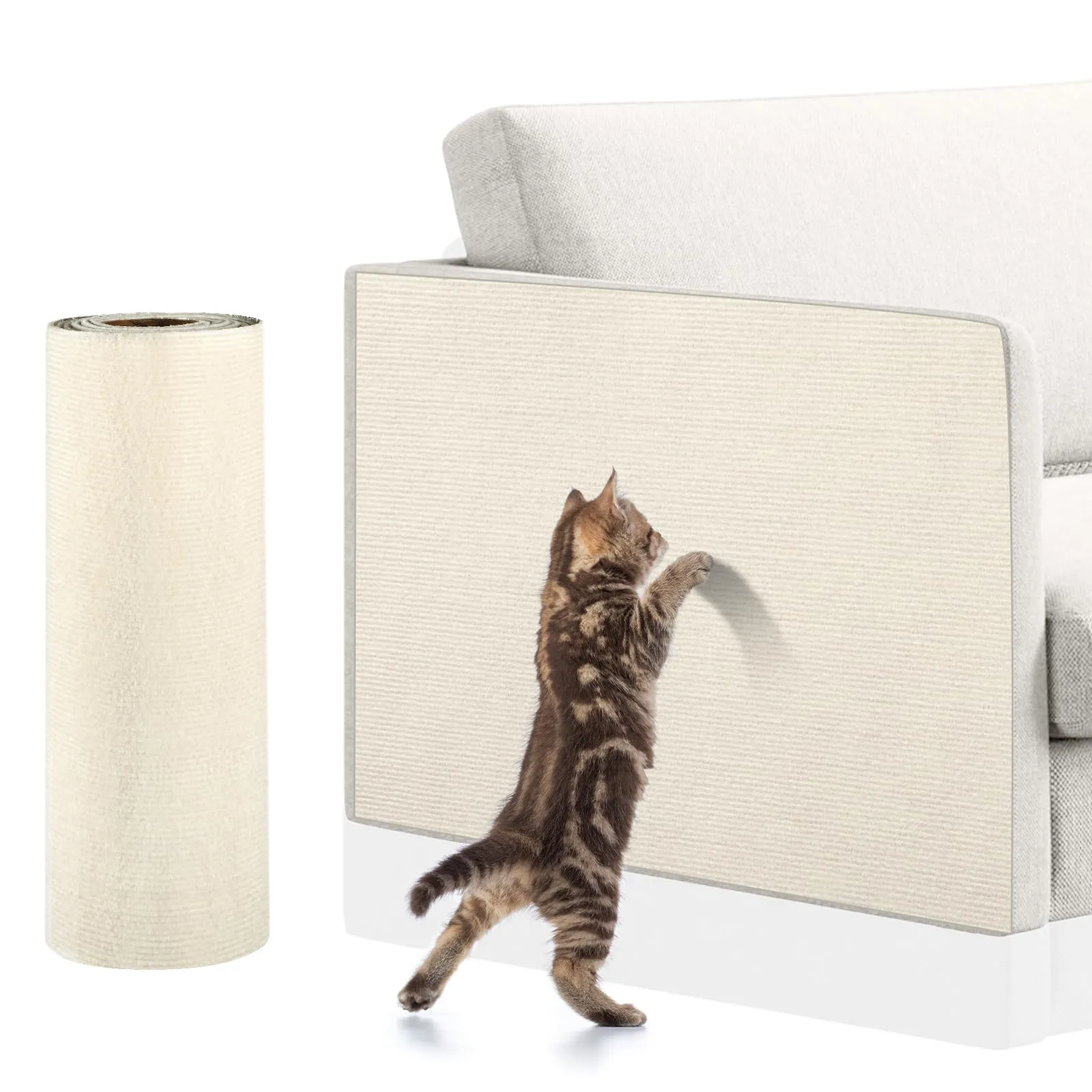 Adiwo Tappeto Tiragraffi per Gatti Autoadesivo, 40 x 200 cm, Beige - immagine 1