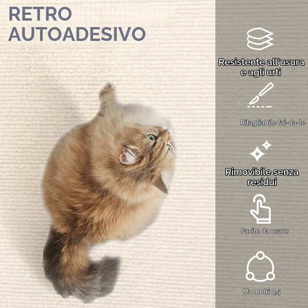 Adiwo Tappeto Tiragraffi per Gatti Autoadesivo, 40 x 200 cm, Beige - immagine 3