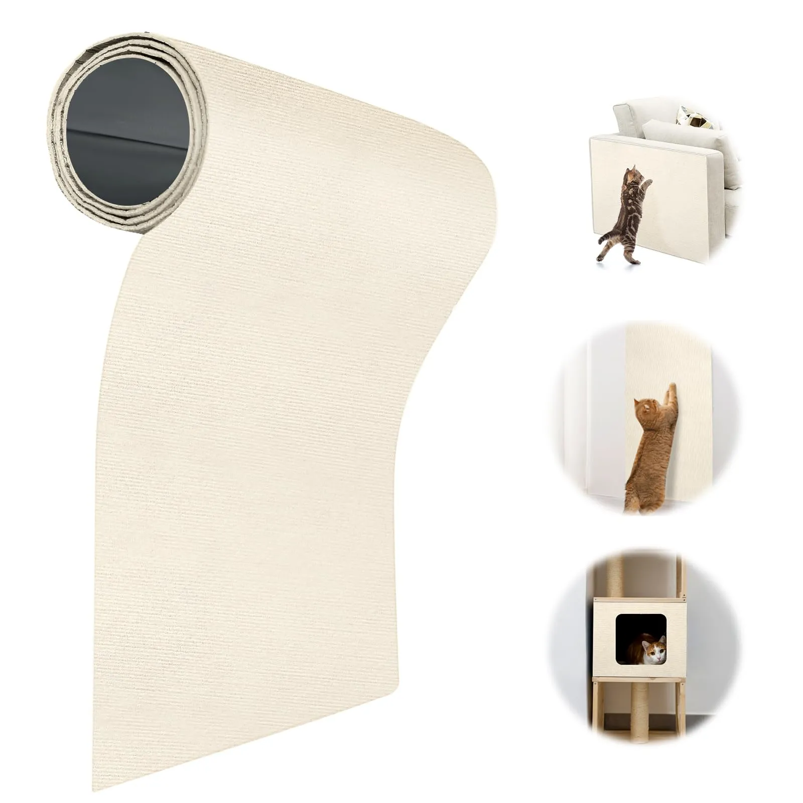 Adiwo Tappeto Tiragraffi per Gatti Autoadesivo, 40 x 200 cm, Beige - immagine 8