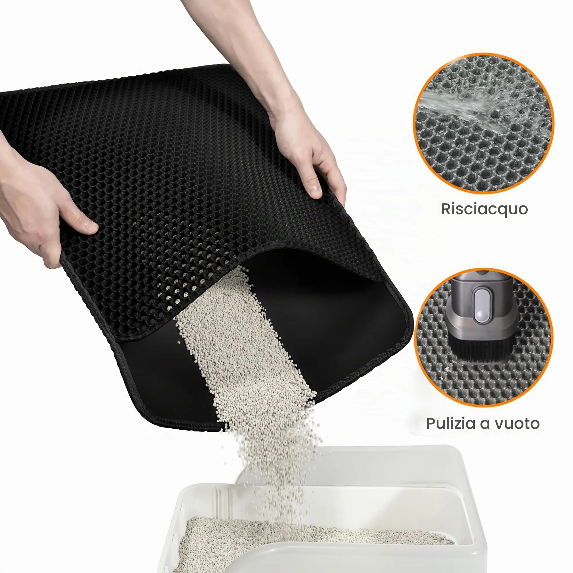 Conlun Tappetino Lettiera Gatto a Nido d'Ape, 60x46 cm, Nero - immagine 3