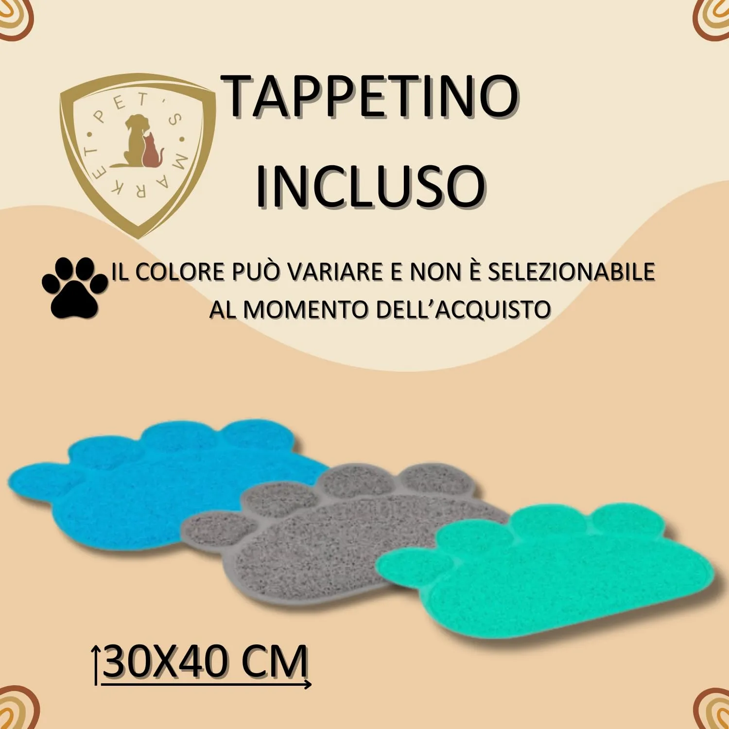 Pet's Market Toilette Lettiera Chiusa Komoda con Tappetino, Porta Basculante, Paletta e Filtro al Carbone, 54x39x40H - immagine 3