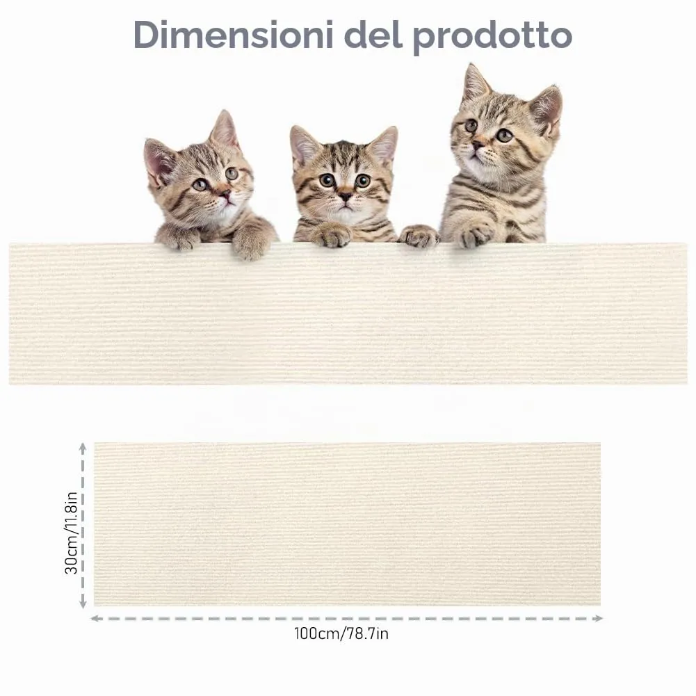 Adiwo Tappeto Tiragraffi Autoadesivo per Gatti, 30 x 100 cm, Beige - immagine 2