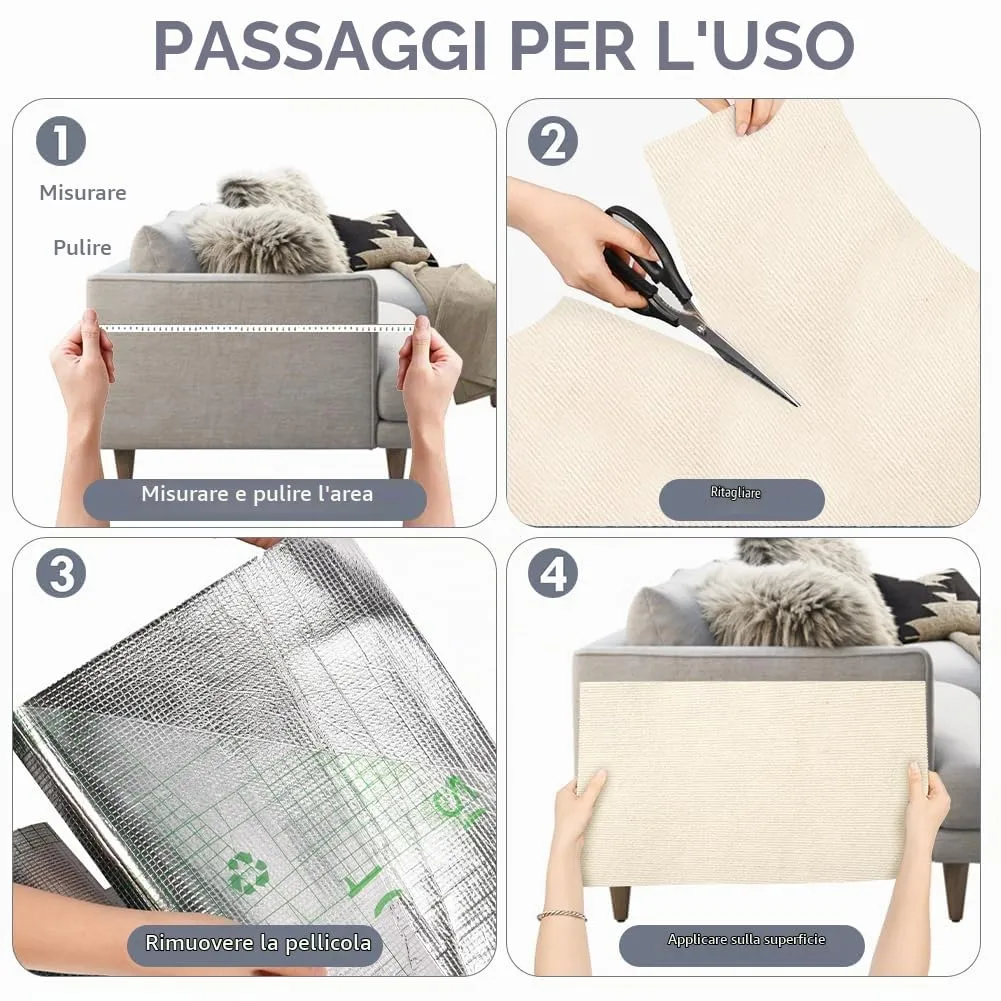 Adiwo Tappeto Tiragraffi Autoadesivo per Gatti, 30 x 100 cm, Beige - immagine 4