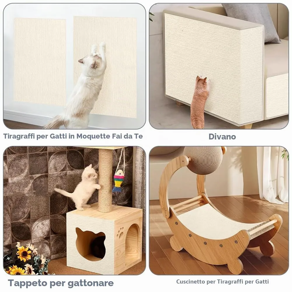 Adiwo Tappeto Tiragraffi Autoadesivo per Gatti, 30 x 100 cm, Beige - immagine 7
