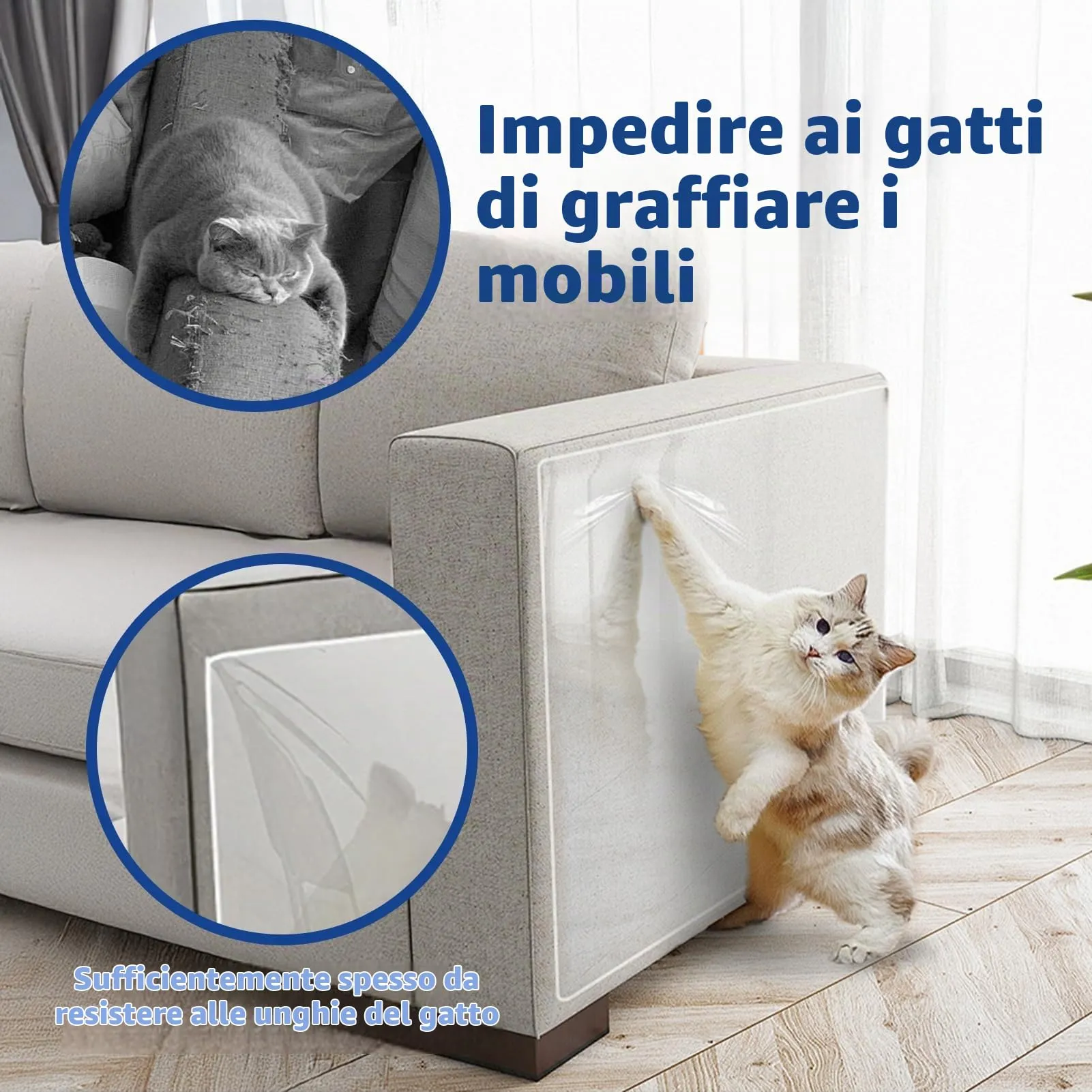 TOOSOFt Pellicola Antigraffio in PVC Trasparente per Divani, Porte e Mobili (31.5cm x 4.1m) - immagine 3