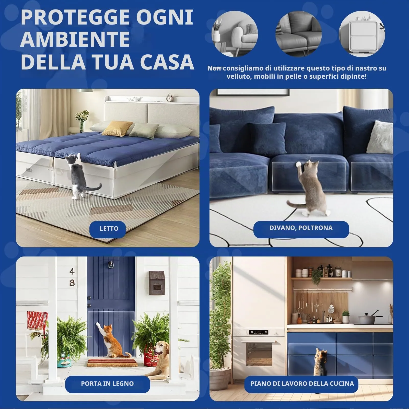TOOSOFt Pellicola Antigraffio in PVC Trasparente per Divani, Porte e Mobili (31.5cm x 4.1m) - immagine 7