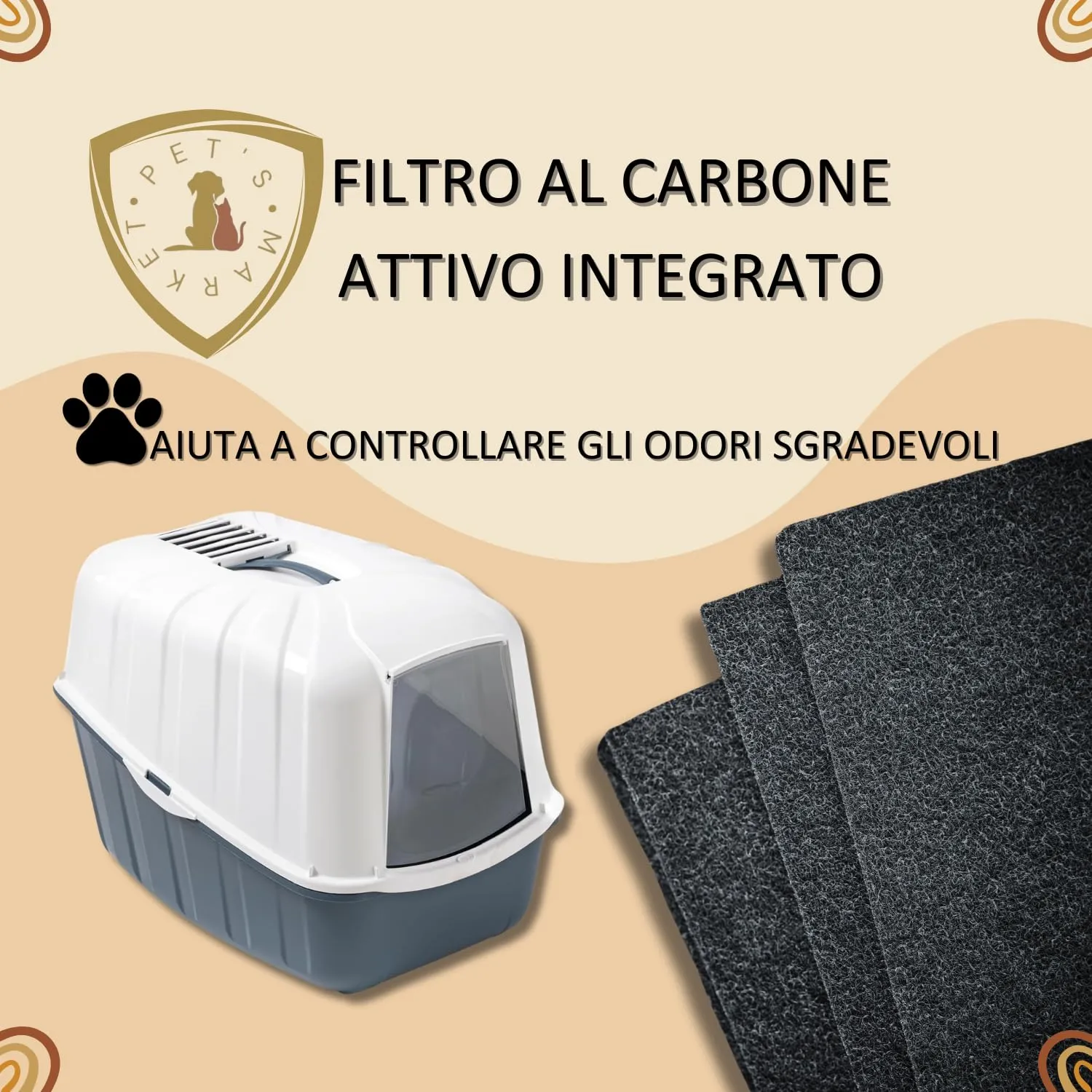 Pet's Market Lettiera Chiusa Komoda con Filtri, Tappetino e Paletta, 54x39x40 cm - immagine 2