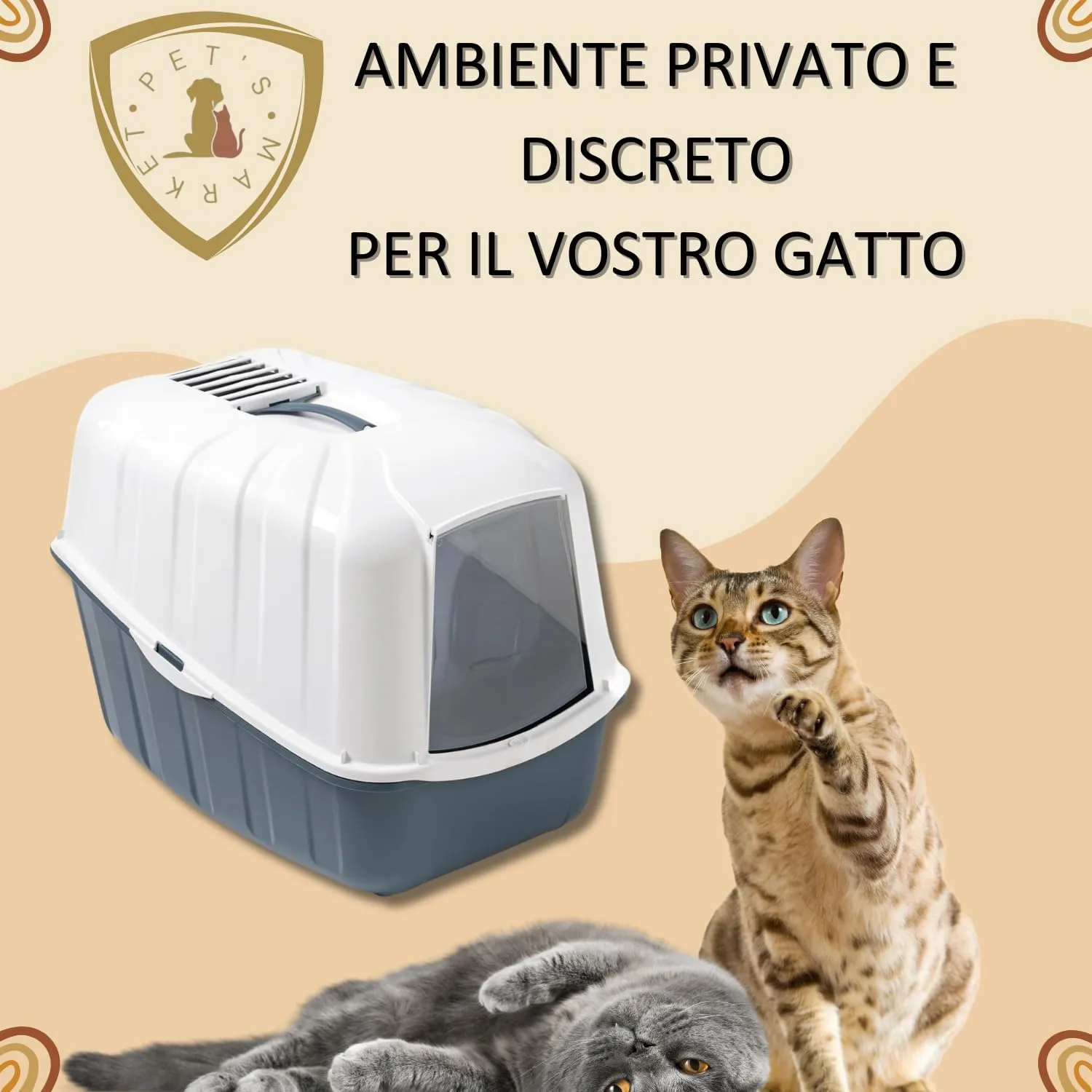 Pet's Market Lettiera Chiusa Komoda con Filtri, Tappetino e Paletta, 54x39x40 cm - immagine 6
