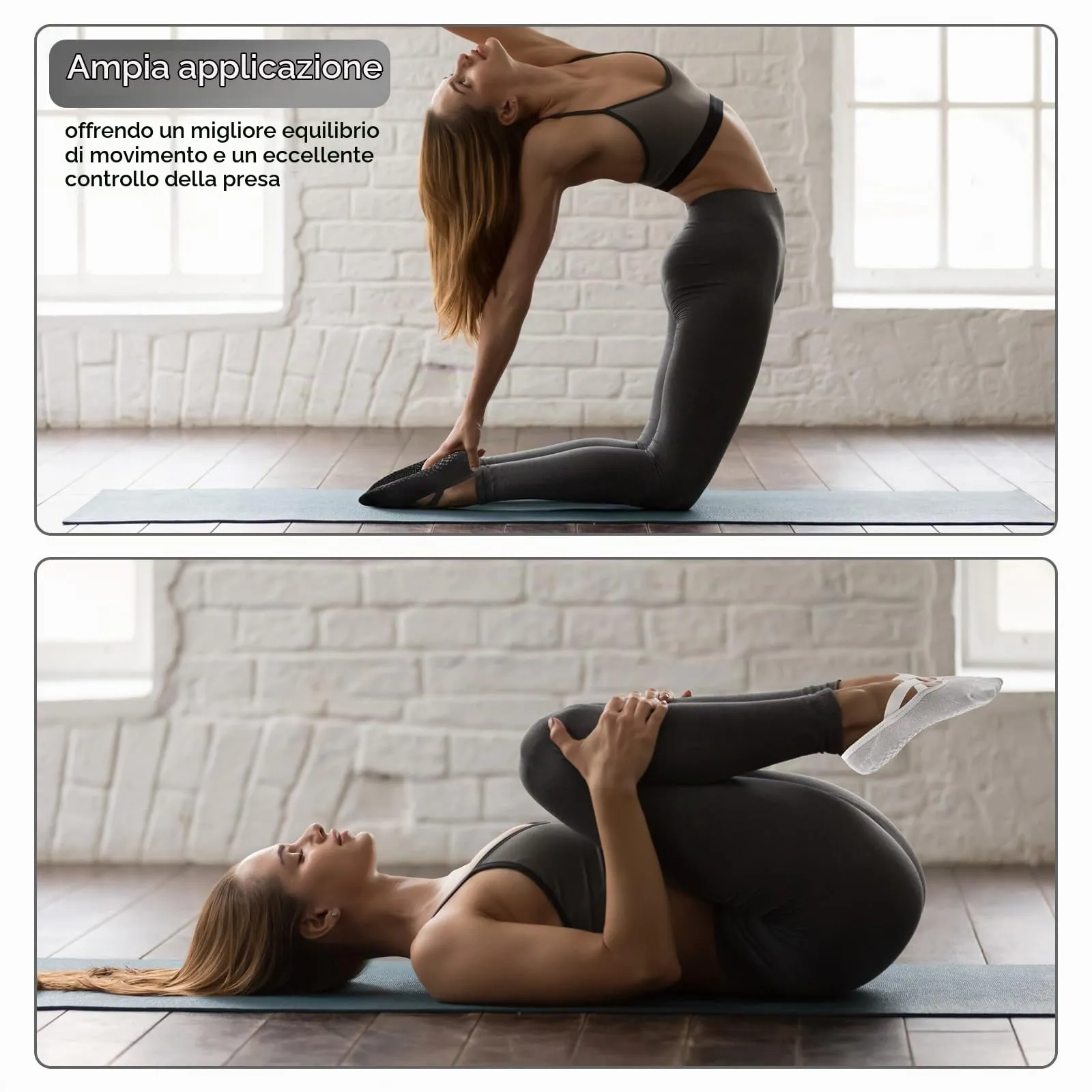 Bafiwu Calzini Antiscivolo Donna per Pilates, Yoga, Balletto e Danza, 4 Paia, 35-40 - immagine 6