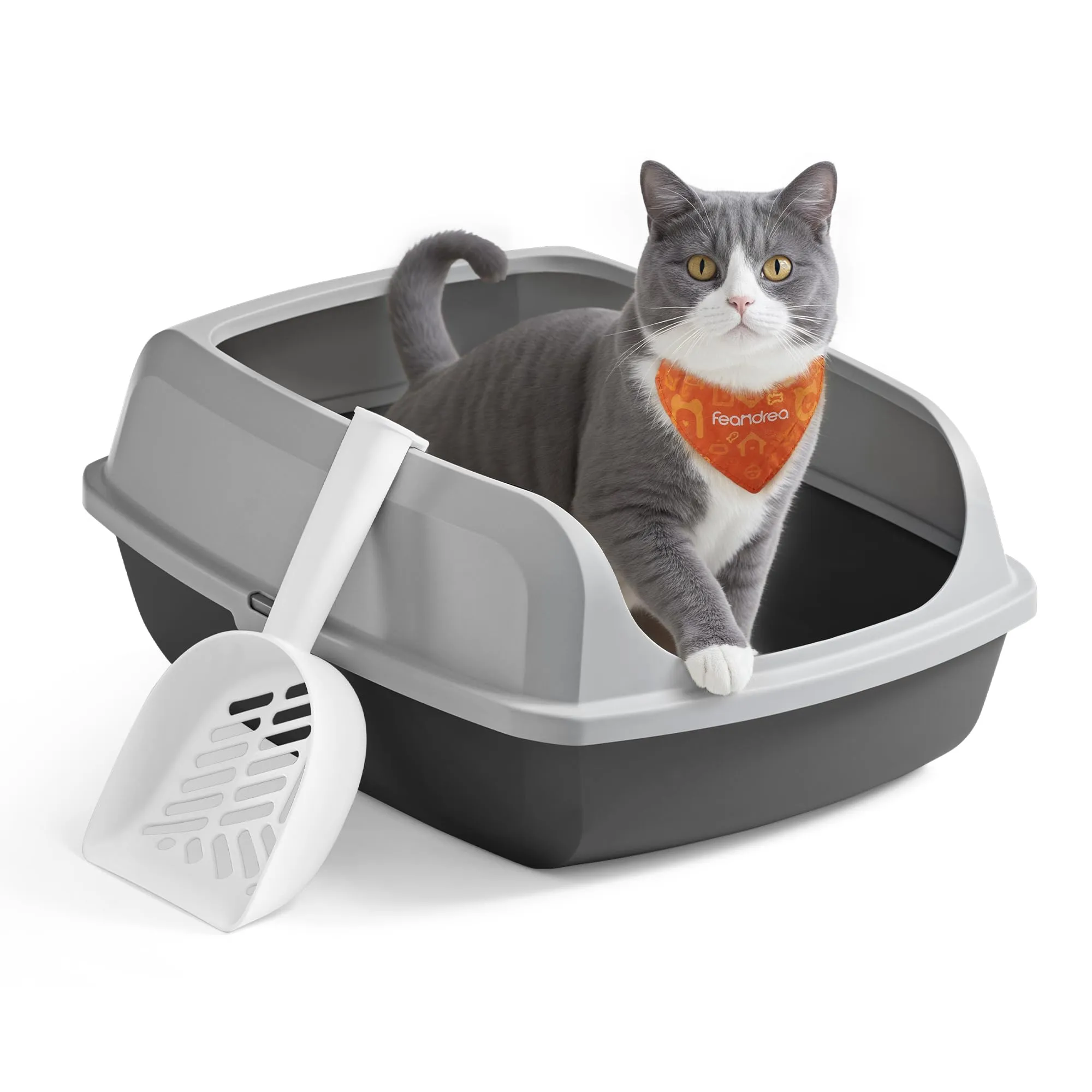 Feandrea Vassoio Lettiera per Gatti XL Aperto con Paletta, Grigio Ardesia PPT009GN01 - immagine 1