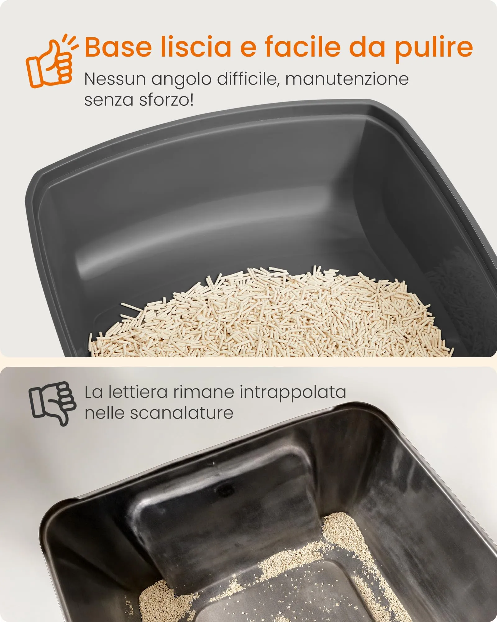 Feandrea Vassoio Lettiera per Gatti XL Aperto con Paletta, Grigio Ardesia PPT009GN01 - immagine 4