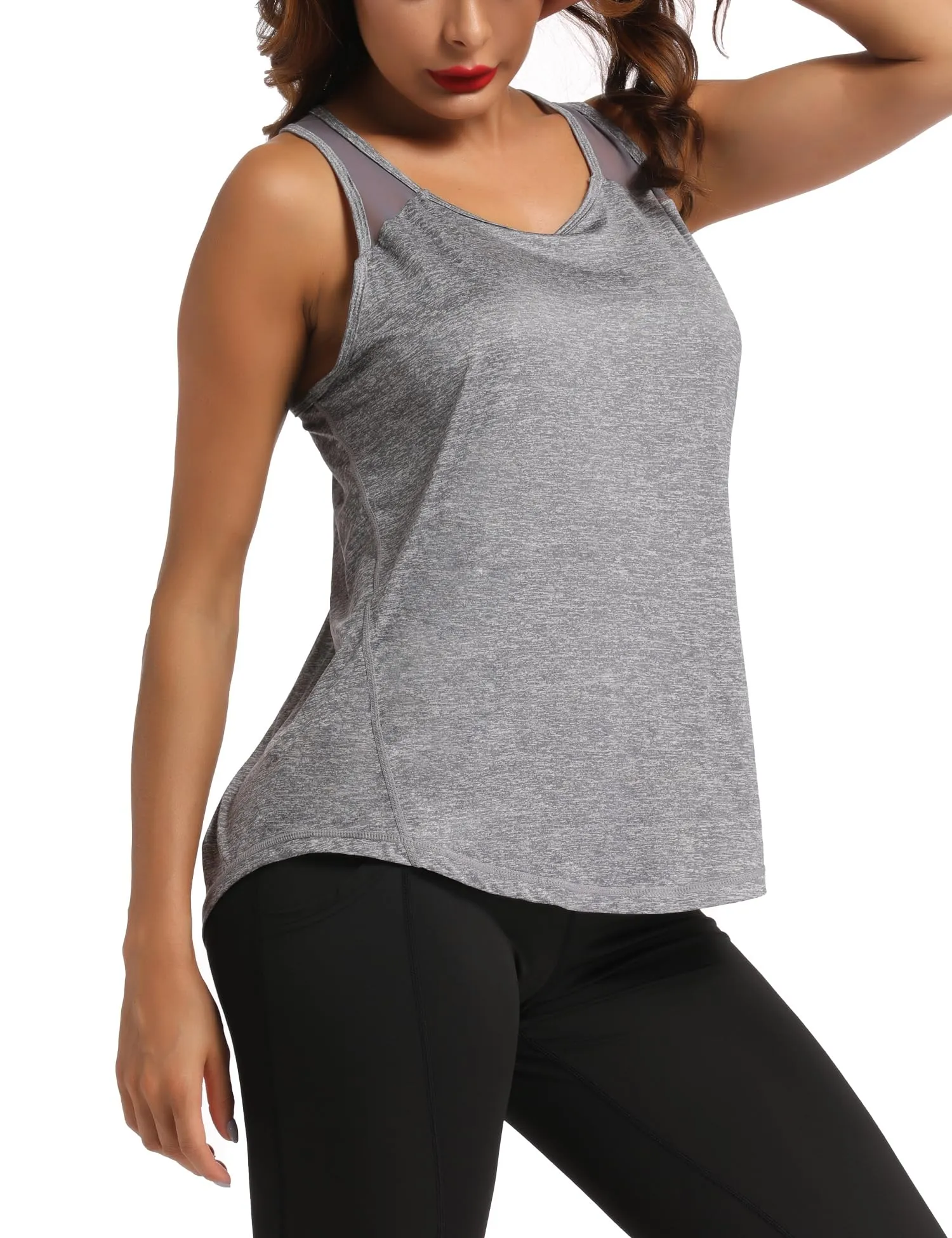 Dawnrole Canotta Fitness Donna Top Sportivo in Rete Senza Maniche - immagine 3