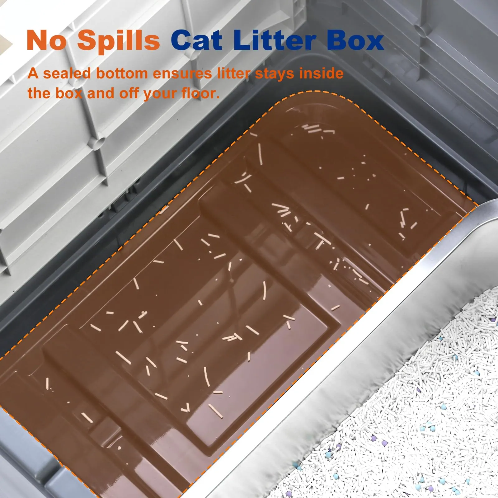 Marchul Lettiera per Gatti in Acciaio Inox, Cassetta Igienica Chiusa con Coperchio, Sistema a Cassetto e Doppio Accesso, Grigio Scuro - immagine 6