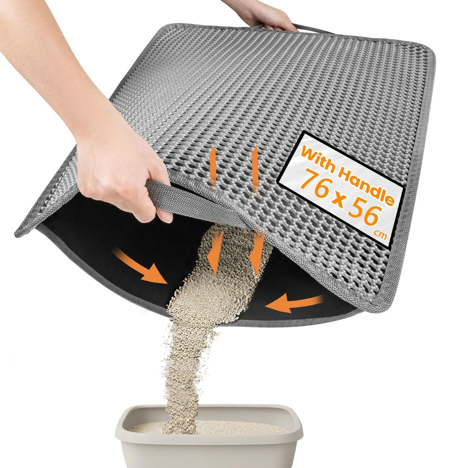 Conlun Tappetino Lettiera Gatto, Nido d'Ape, 76x56cm, Grigio - immagine 1