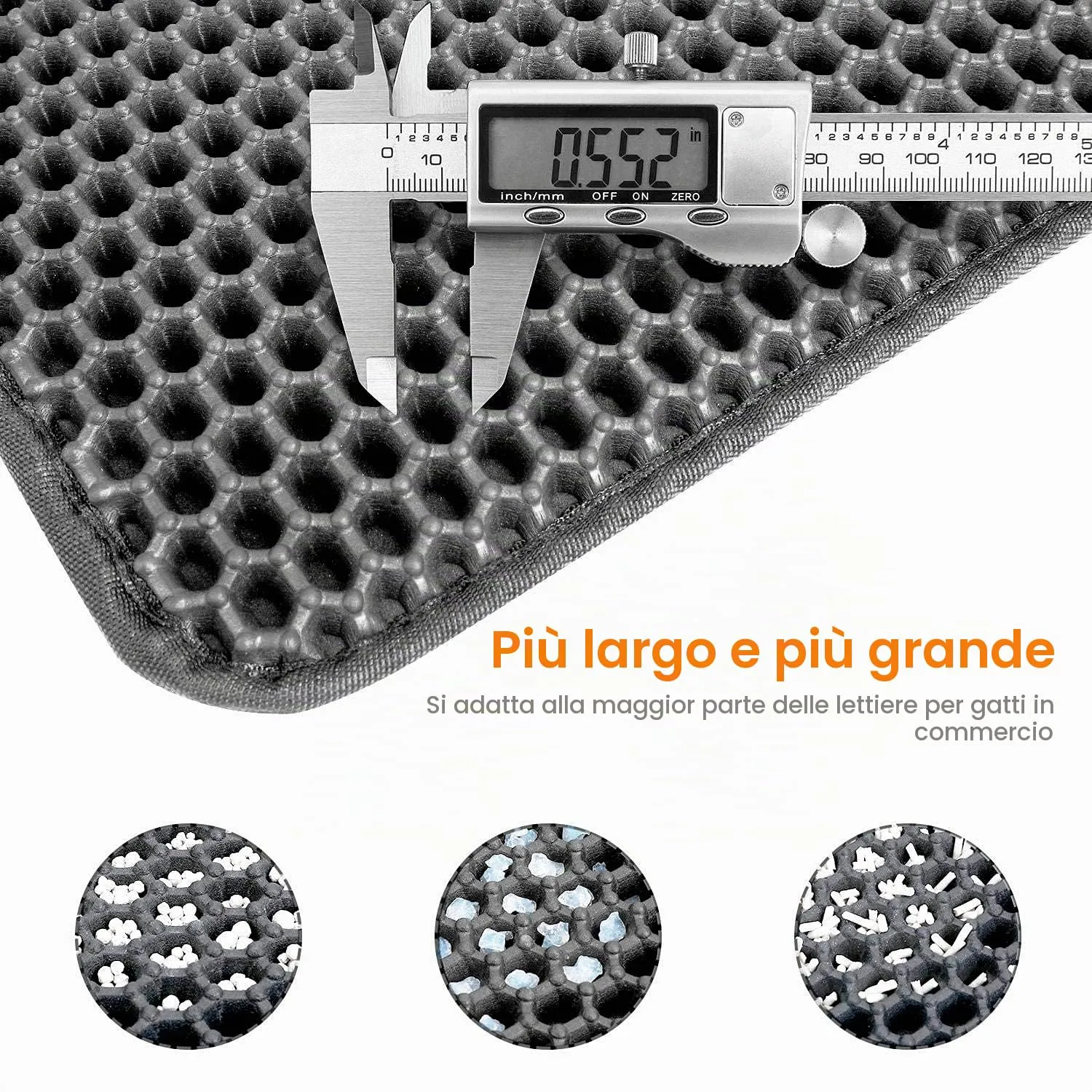 Conlun Tappetino Lettiera Gatto, Nido d'Ape, 76x56cm, Grigio - immagine 4