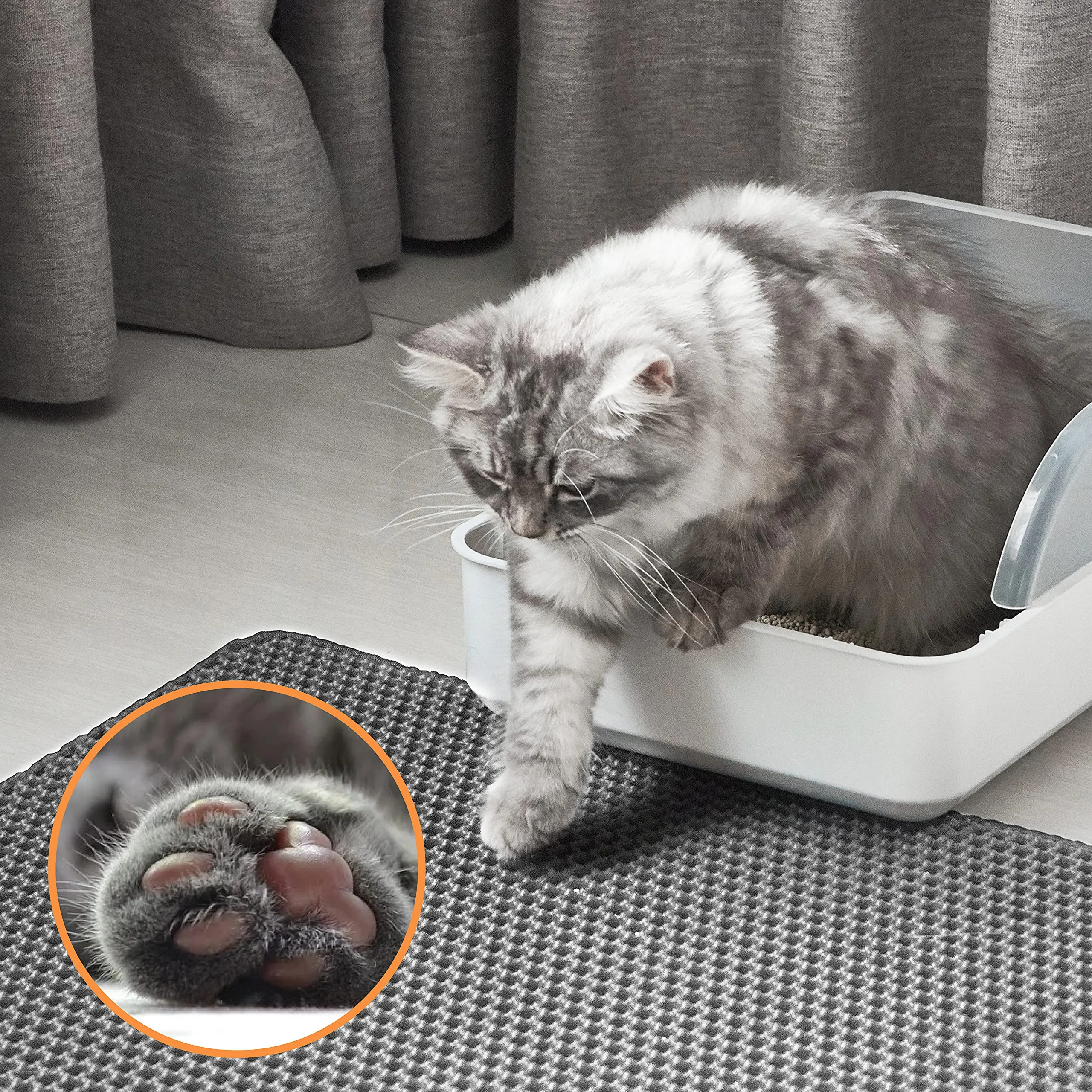 Conlun Tappetino Lettiera Gatto, Nido d'Ape, 76x56cm, Grigio - immagine 8