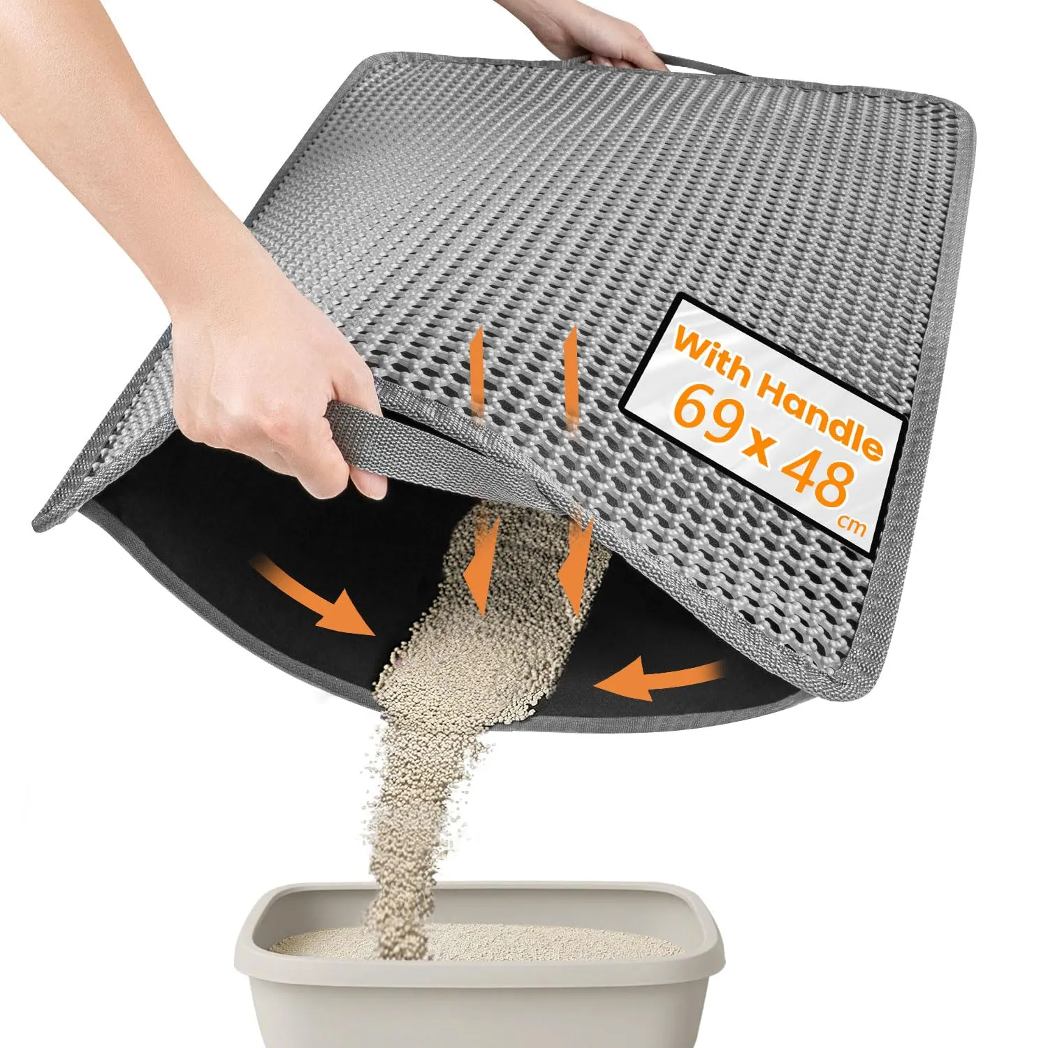 Conlun Tappetino Lettiera Gatto Nido d'Ape, 68x48 cm, Grigio - immagine 1
