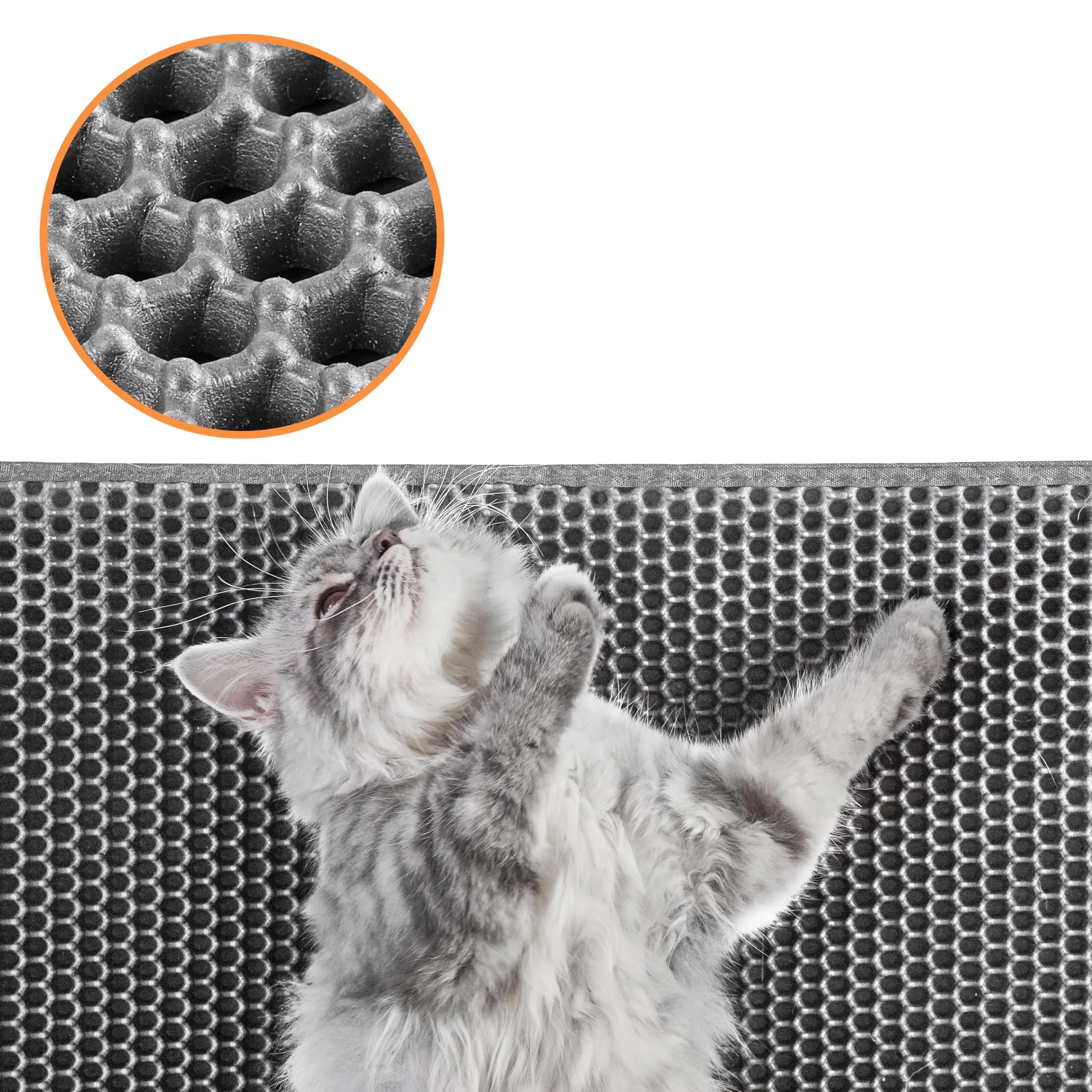 Conlun Tappetino Lettiera Gatto Nido d'Ape, 68x48 cm, Grigio - immagine 5