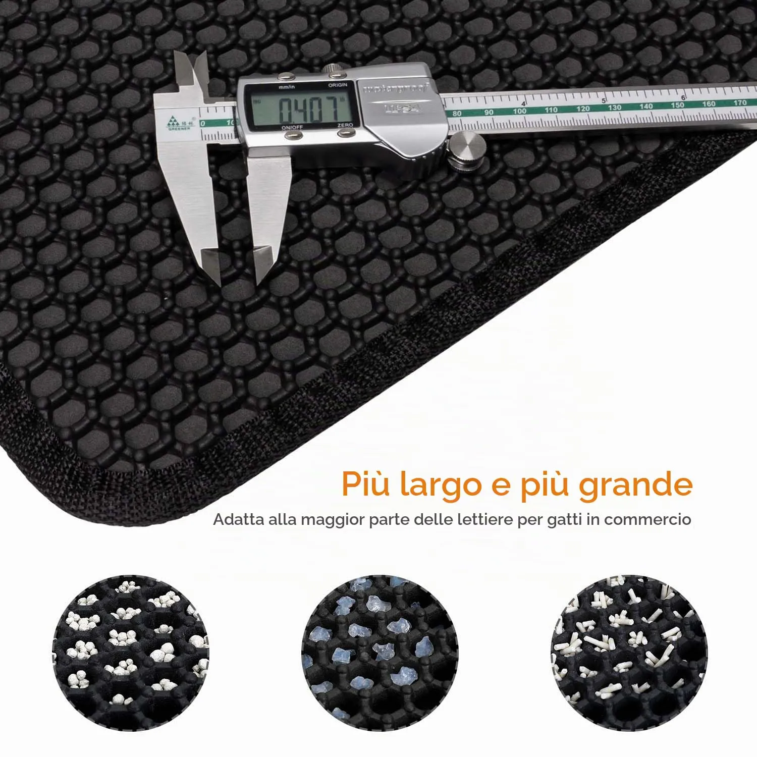 Conlun Tappetino Lettiera Gatto 76x56 cm Nido d'Ape, Nero - immagine 6