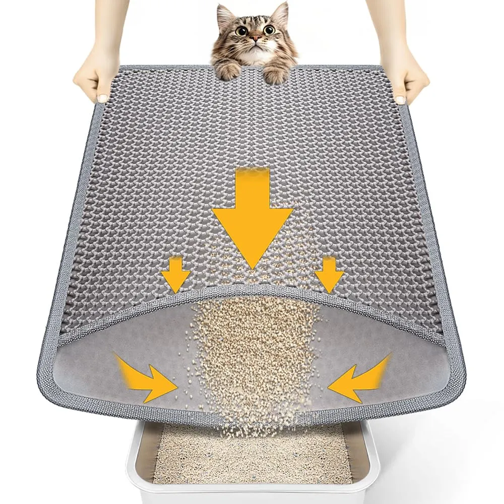 Conlun Tappetino Lettiera Gatto a Nido d'Ape, 58x42 cm, Grigio - immagine 1