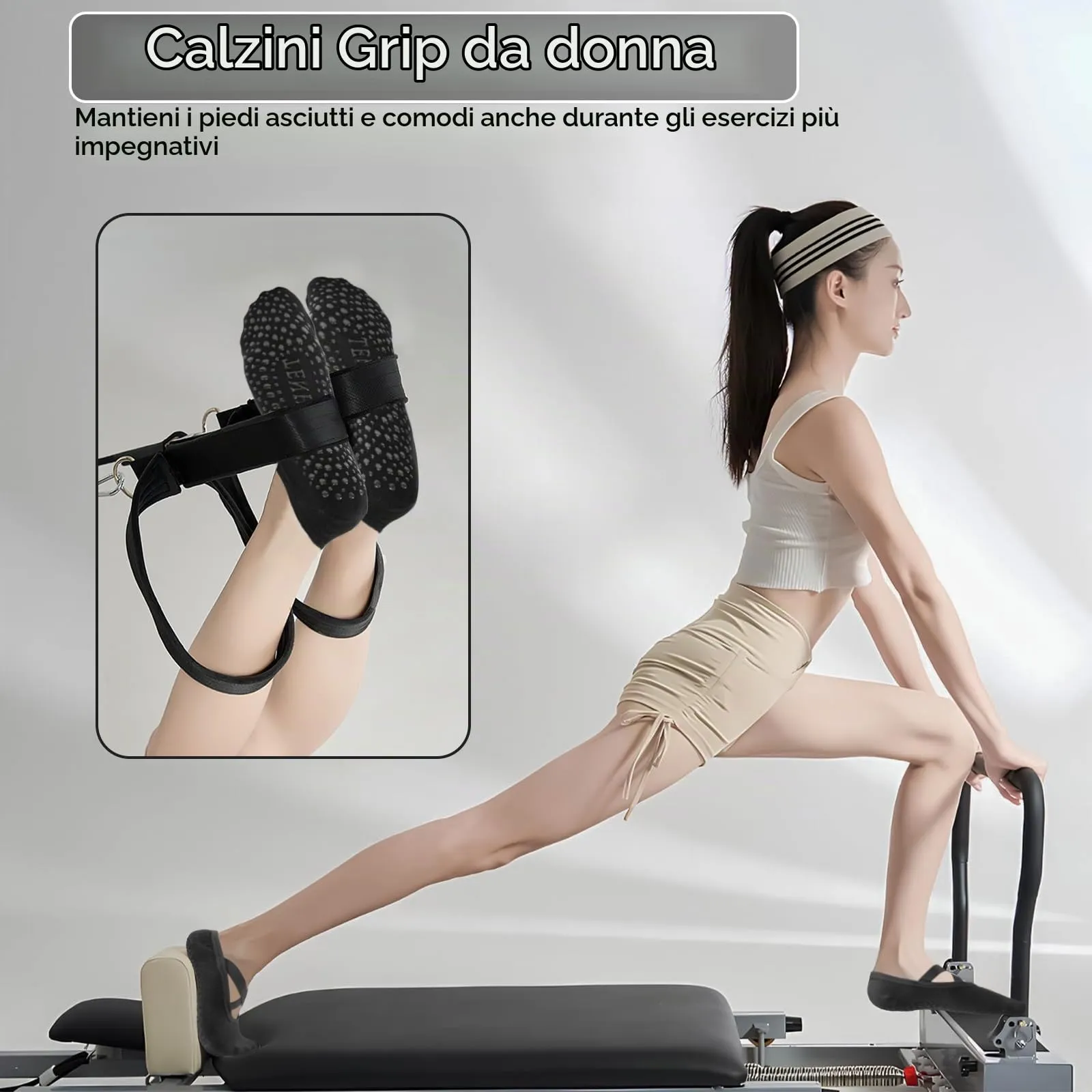 Bafiwu Calzini Antiscivolo Donna per Pilates, Yoga e Danza, 4 Paia, 35-40, Black - immagine 5