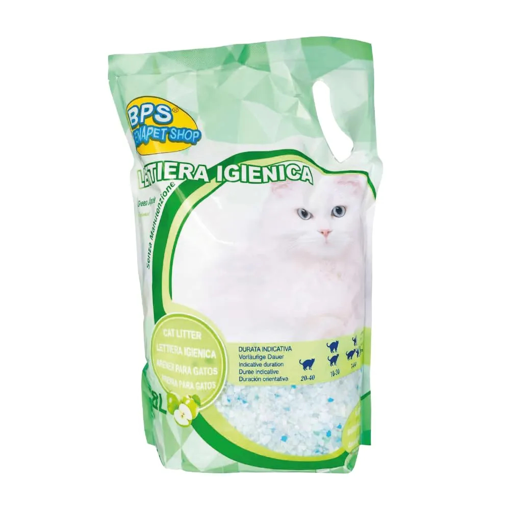 BPS Buena Pet Shop Lettiera al Silicio per Gatti, 30.4L (8 buste da 3.8L), Mela - immagine 2