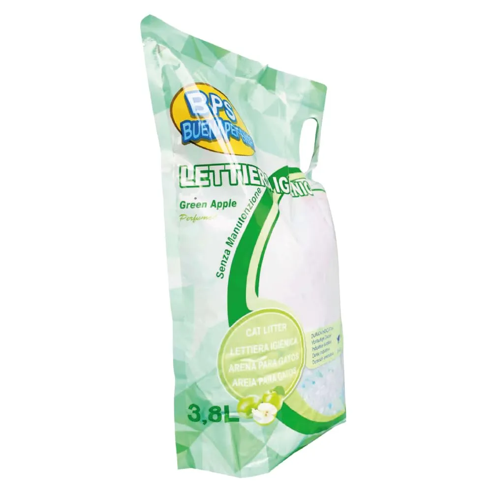 BPS Buena Pet Shop Lettiera al Silicio per Gatti, 30.4L (8 buste da 3.8L), Mela - immagine 4