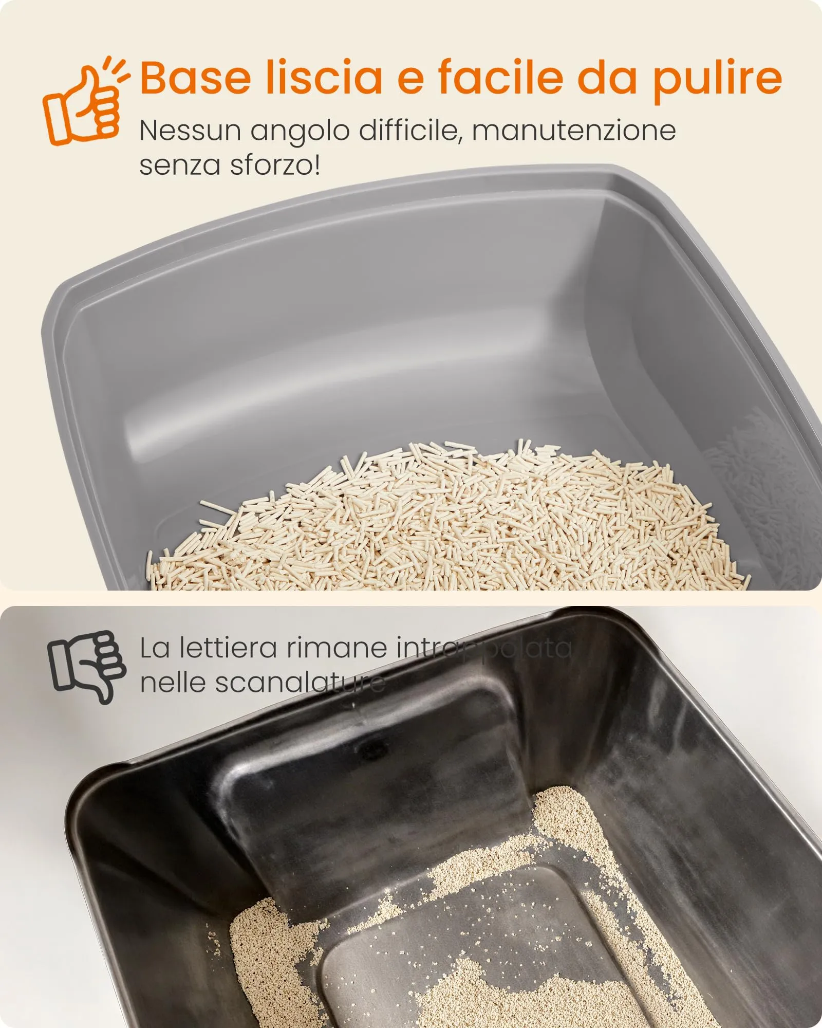 Feandrea Vassoio Lettiera per Gatti XXL Aperto con Paletta, Bianco Nuvola PPT010W101 - immagine 5