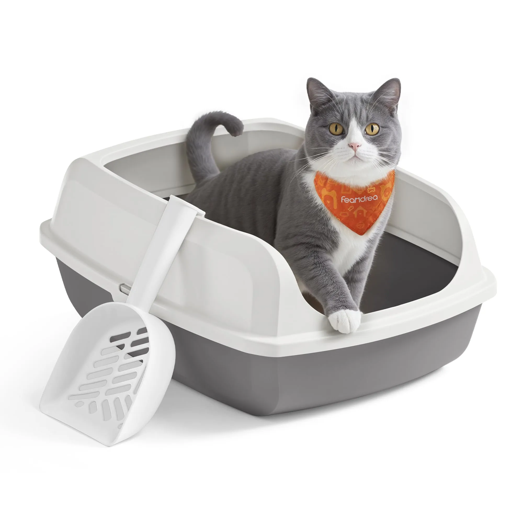 Feandrea Vassoio Lettiera per Gatti con Bordi Alti, XL, Bianco Nuvola PPT009W101 - immagine 1